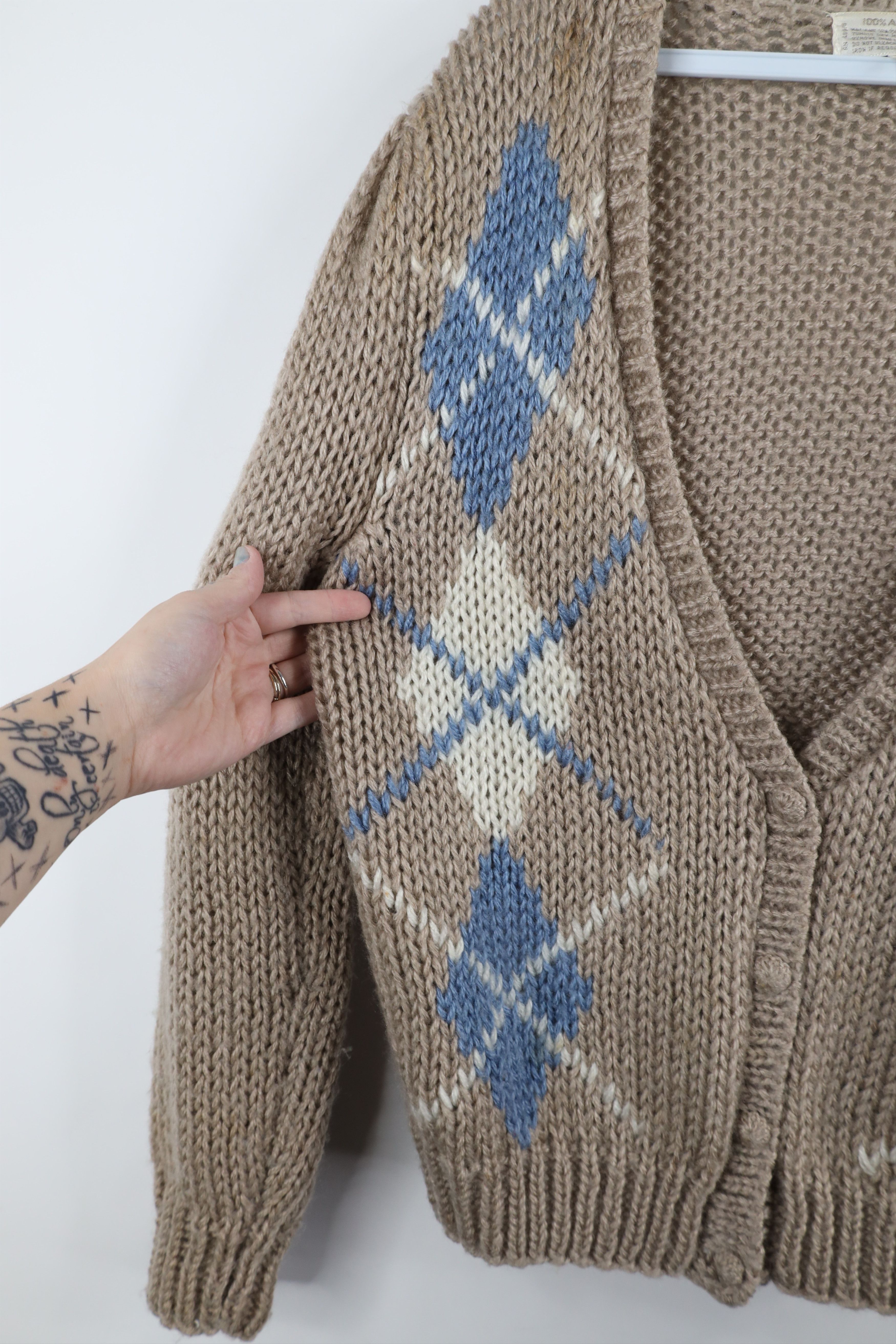 Vintage Vintage 70s Streetwear Knit Argyle Diamond Cardigan Sweater Size M / US 6-8 / IT 42-44 - 6 Thumbnail