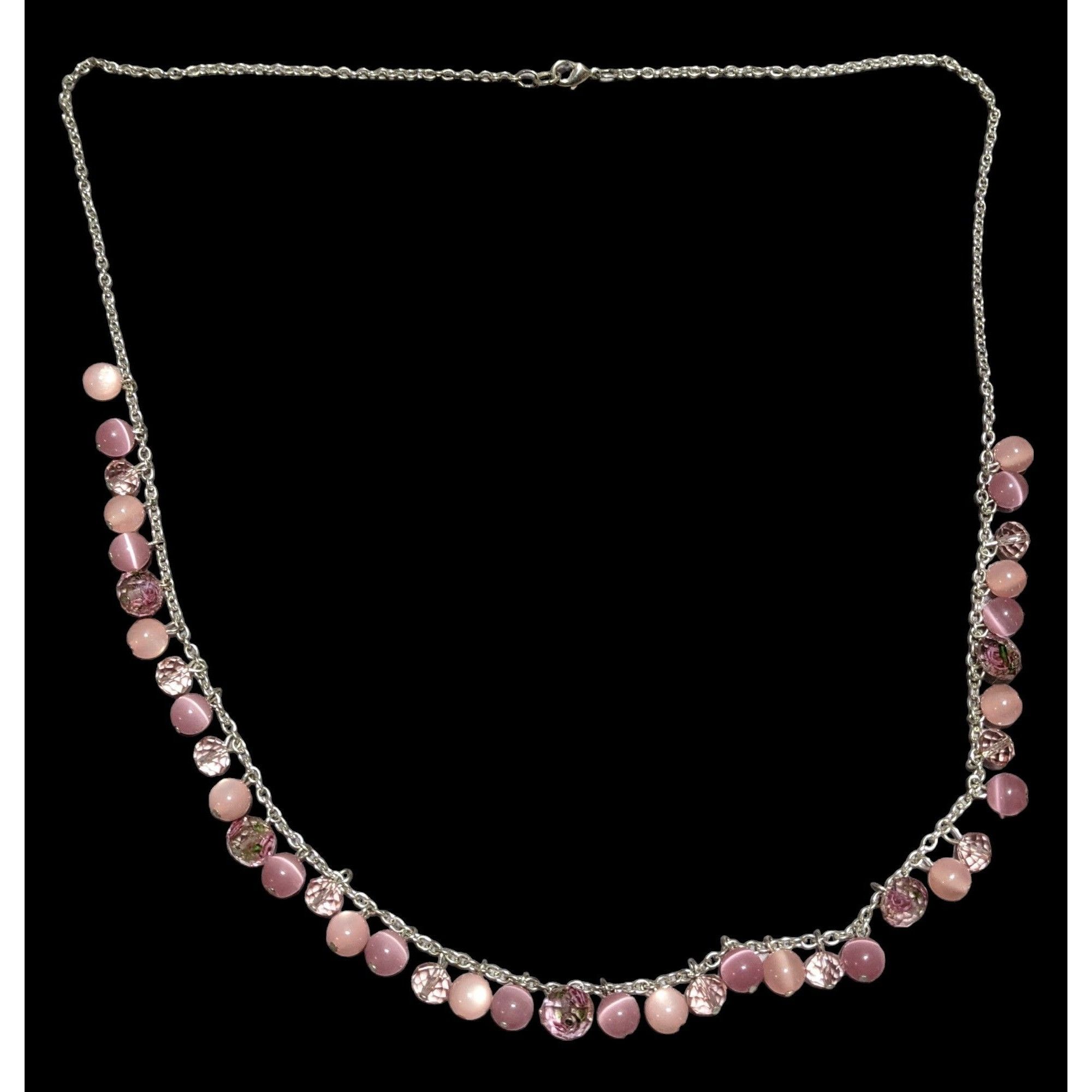 Other Pink & Silver Beaded Fringe Neckalce Size ONE SIZE - 2 Thumbnail