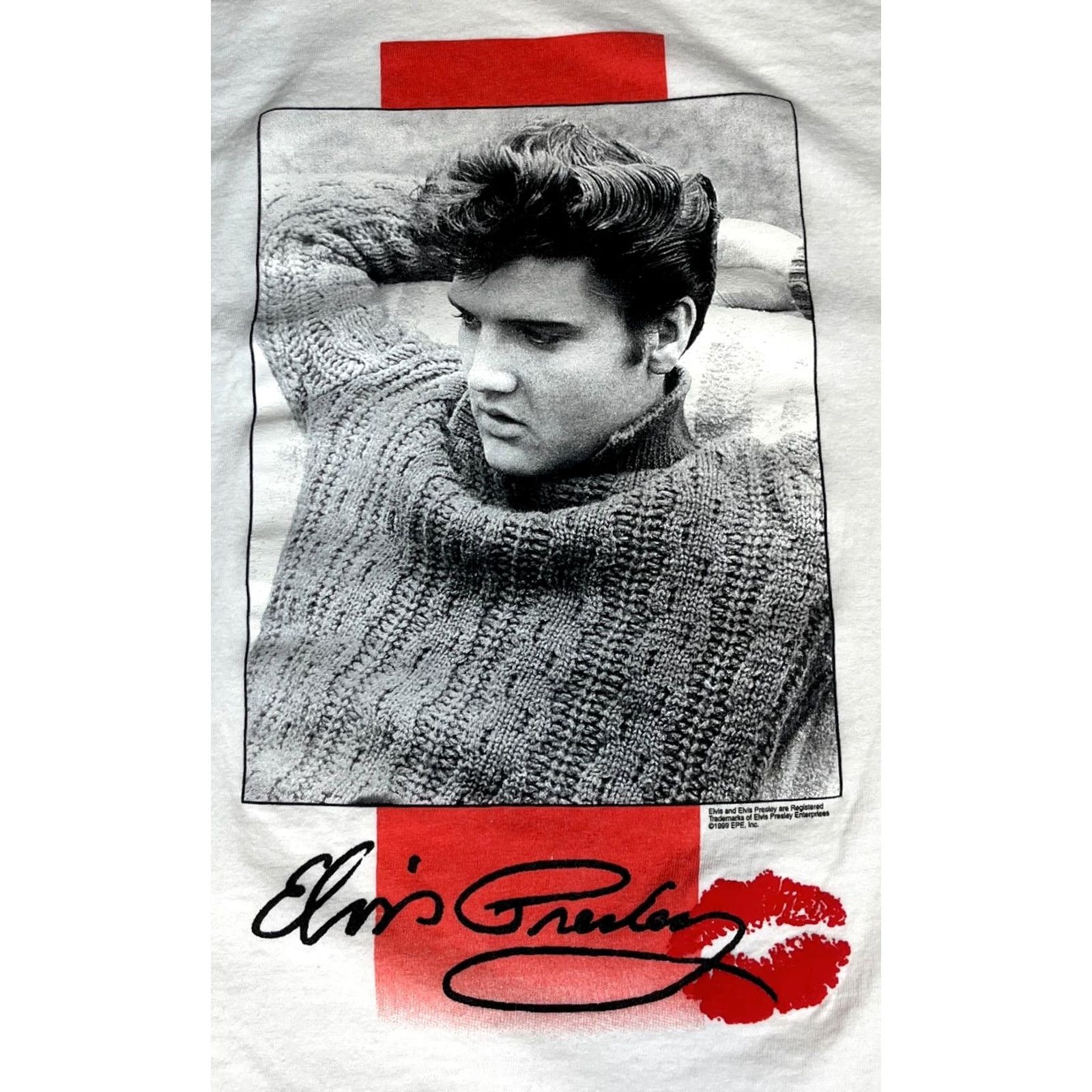Hanes VINTAGE Elvis Presley T-Shirt Music Superstar XL Men White Hanes 1999 1990s Shirt Rock Men's Fashion Casual Graphics Size US XL / EU 56 / 4 - 3 Thumbnail