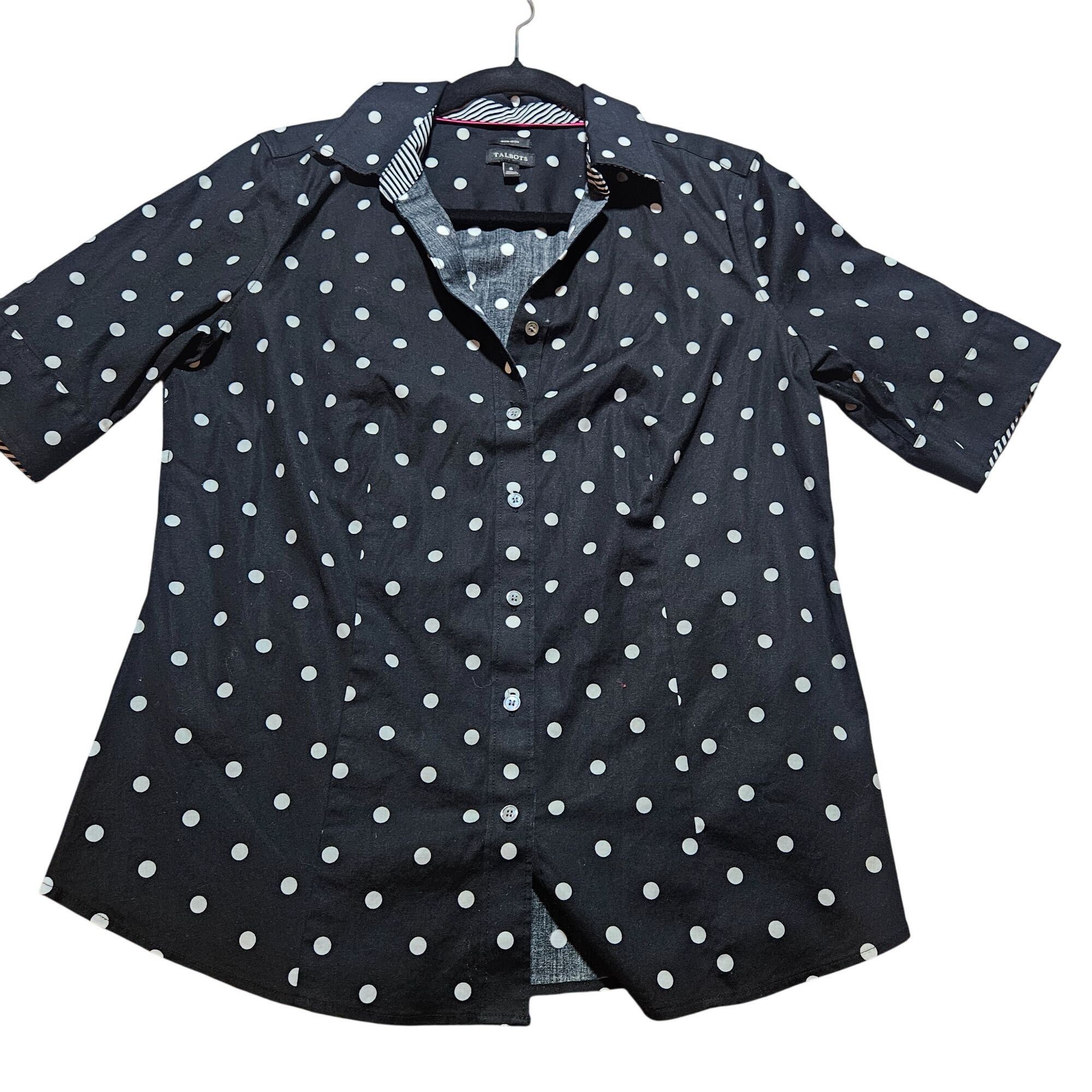 Talbots Talbots Woman Black White Trendy Polka Dot Top 6 Classic Ret Size M / US 6-8 / IT 42-44 - 8 Thumbnail