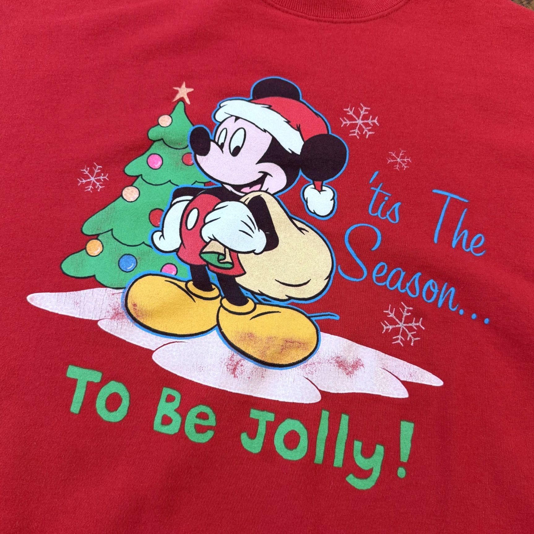 Disney VINTAGE Disney Sweatshirt Mens XL Red Mickey Santa Christmas Tis the Season 5050 Embroidered Graphic Print Crew Neck Fleece Pullover Holiday Clothing Size US XL / EU 56 / 4 - 2 Thumbnail
