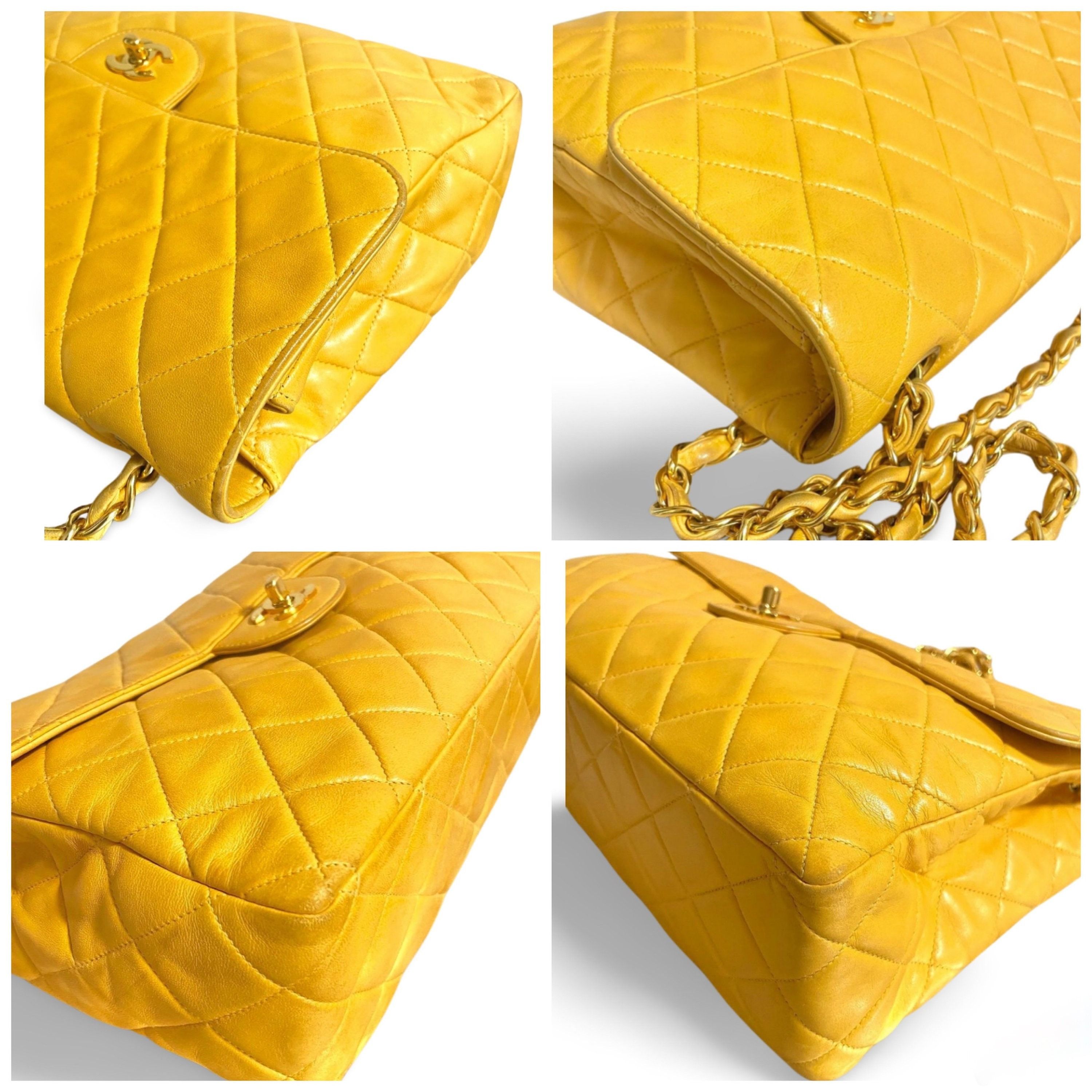 Chanel Vintage Chanel 2.55 bag, large size shoulder bag in yellow Size ONE SIZE - 5 Thumbnail