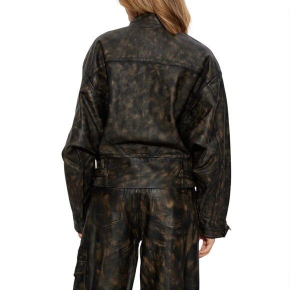 Gestuz GESTUZ Lineragz Lamb Leather Jacket Black Brown $1469 N Size XS / US 0-2 / IT 36-38 - 6 Thumbnail