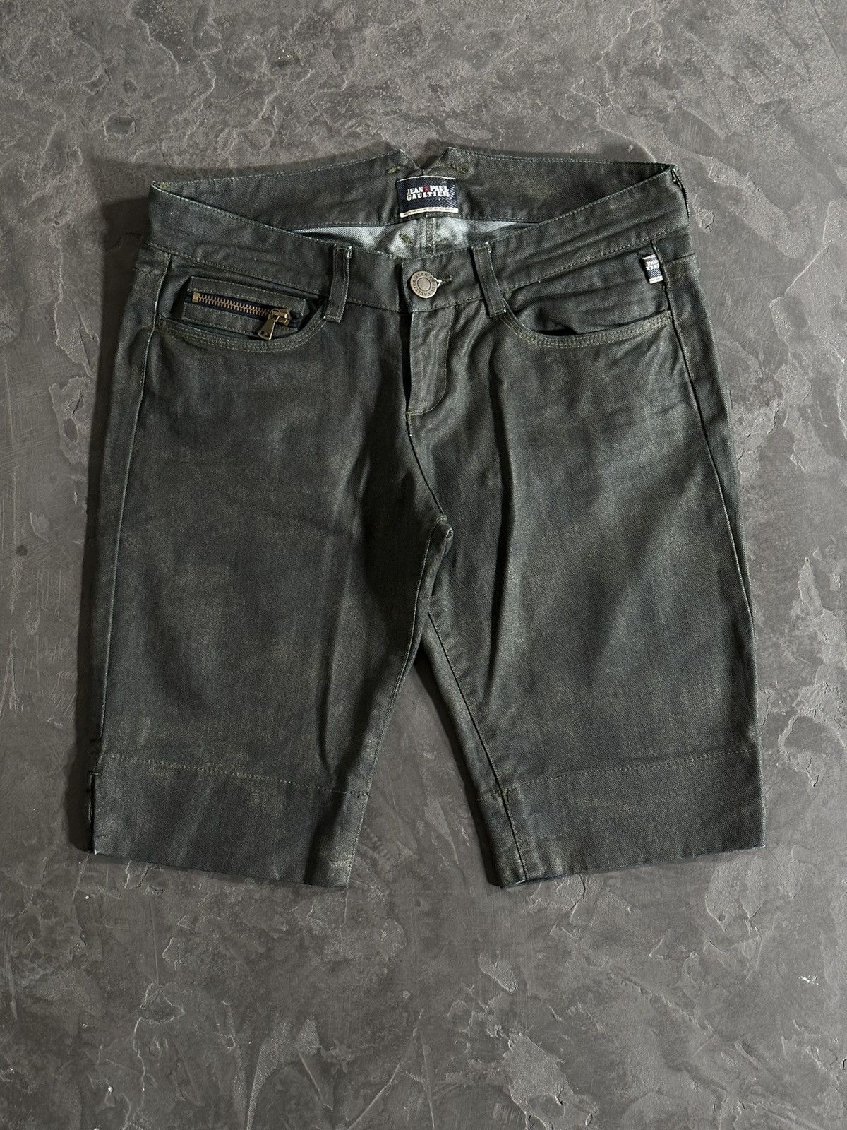Jean Paul Gaultier Jean Paul Gaultier Waxed Shorts grey greenish Size US 28 / EU 44 - 1 Thumbnail