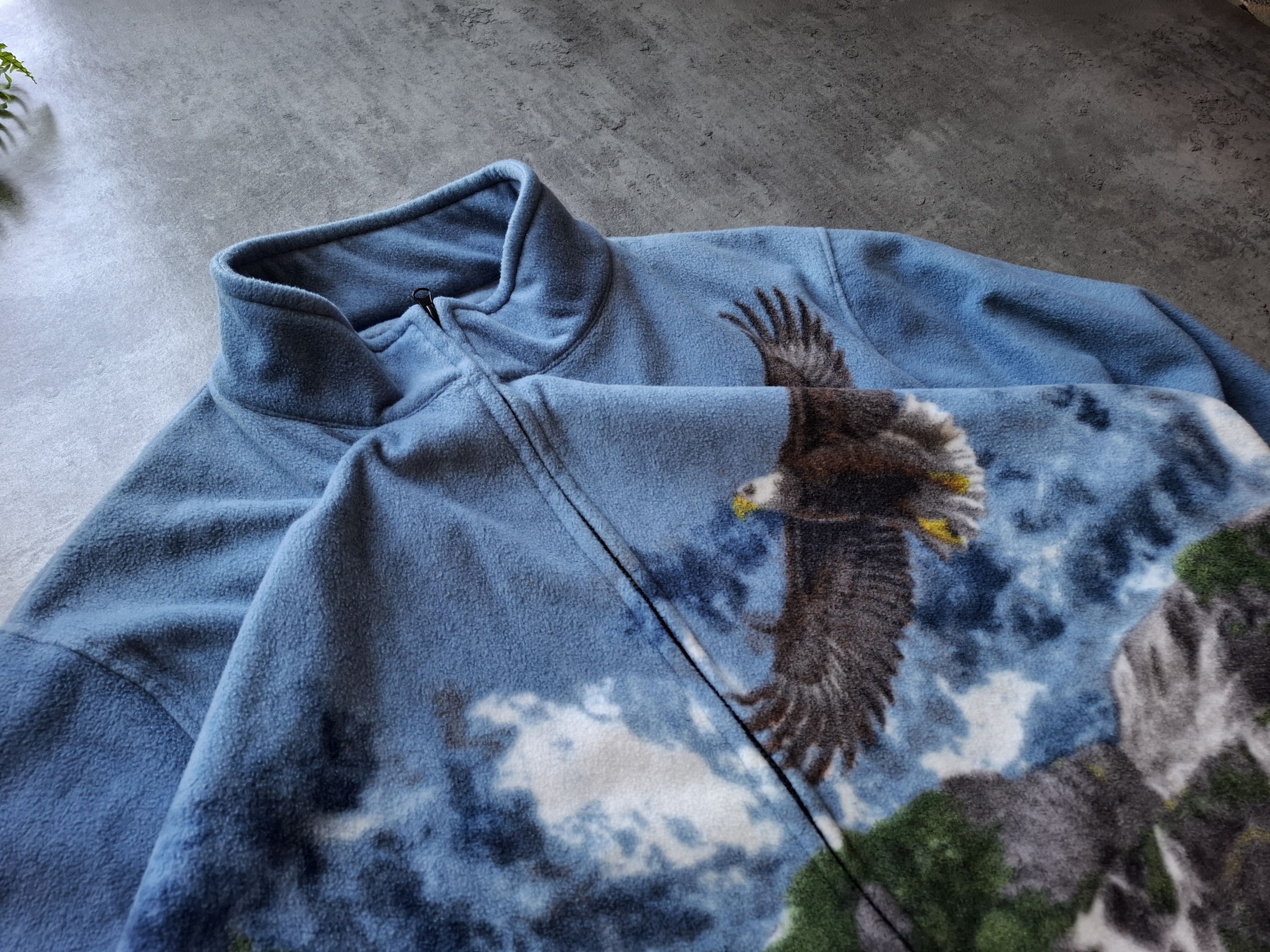 Vintage 90s Abstract Nature Animal Print Fleece Jacket eagle forest Size US XXL / EU 58 / 5 - 2 Thumbnail