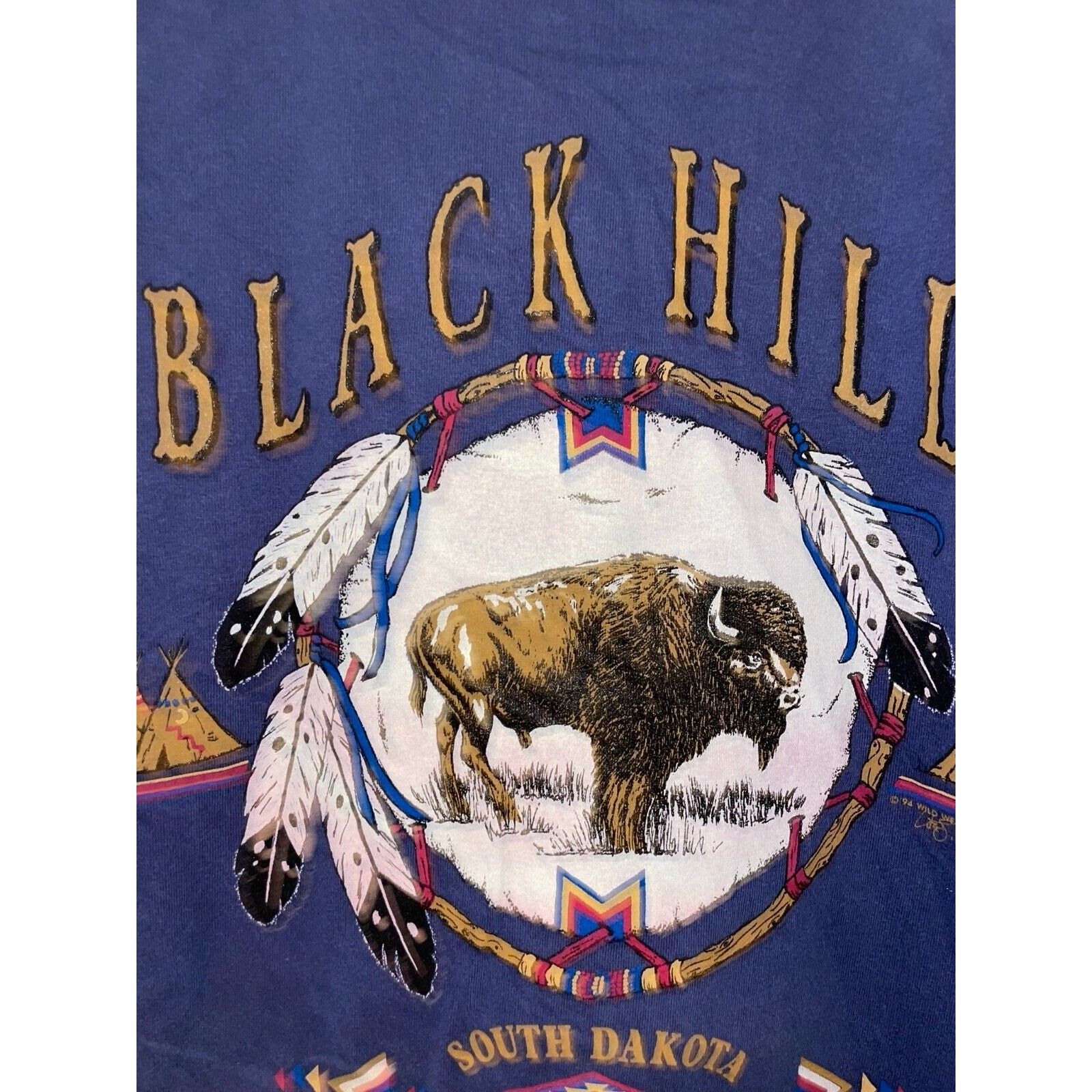 Vintage Vintage Bison Shirt Black Hills South Dakota Buffalo Tee 90s Size US L / EU 52-54 / 3 - 2 Thumbnail