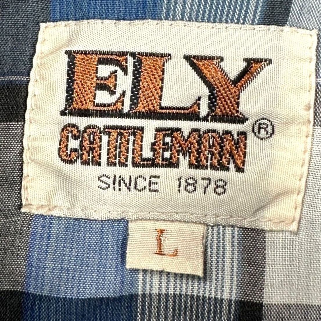 Vintage Ely Cattleman Adult Men Large Blue Grey Plaid Western Shirt Pearl Snap Button Up Size US L / EU 52-54 / 3 - 4 Thumbnail