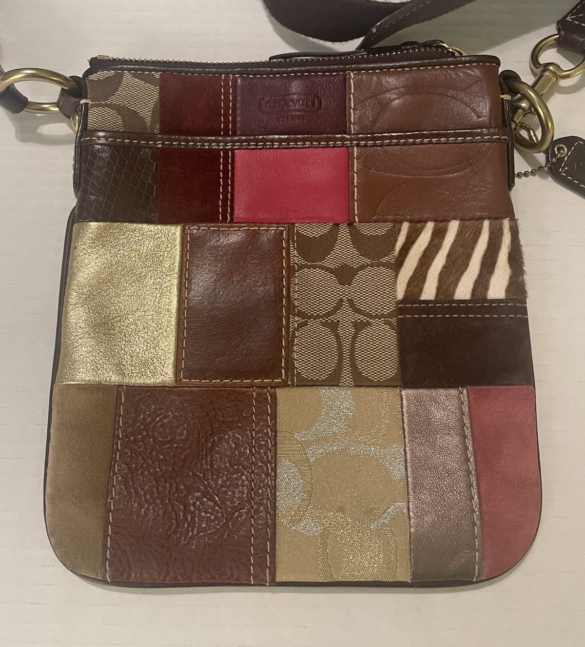 Coach Coach Patchwork Brown Leather Suede Bag Crossbody Handbag Size ONE SIZE - 9 Thumbnail