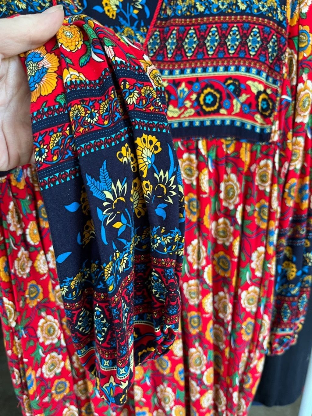 Unknown London Women's Unbranded Maxi Dress Size XL Red Floral Long Sleeve Size XL / US 12-14 / IT 48-50 - 9 Thumbnail