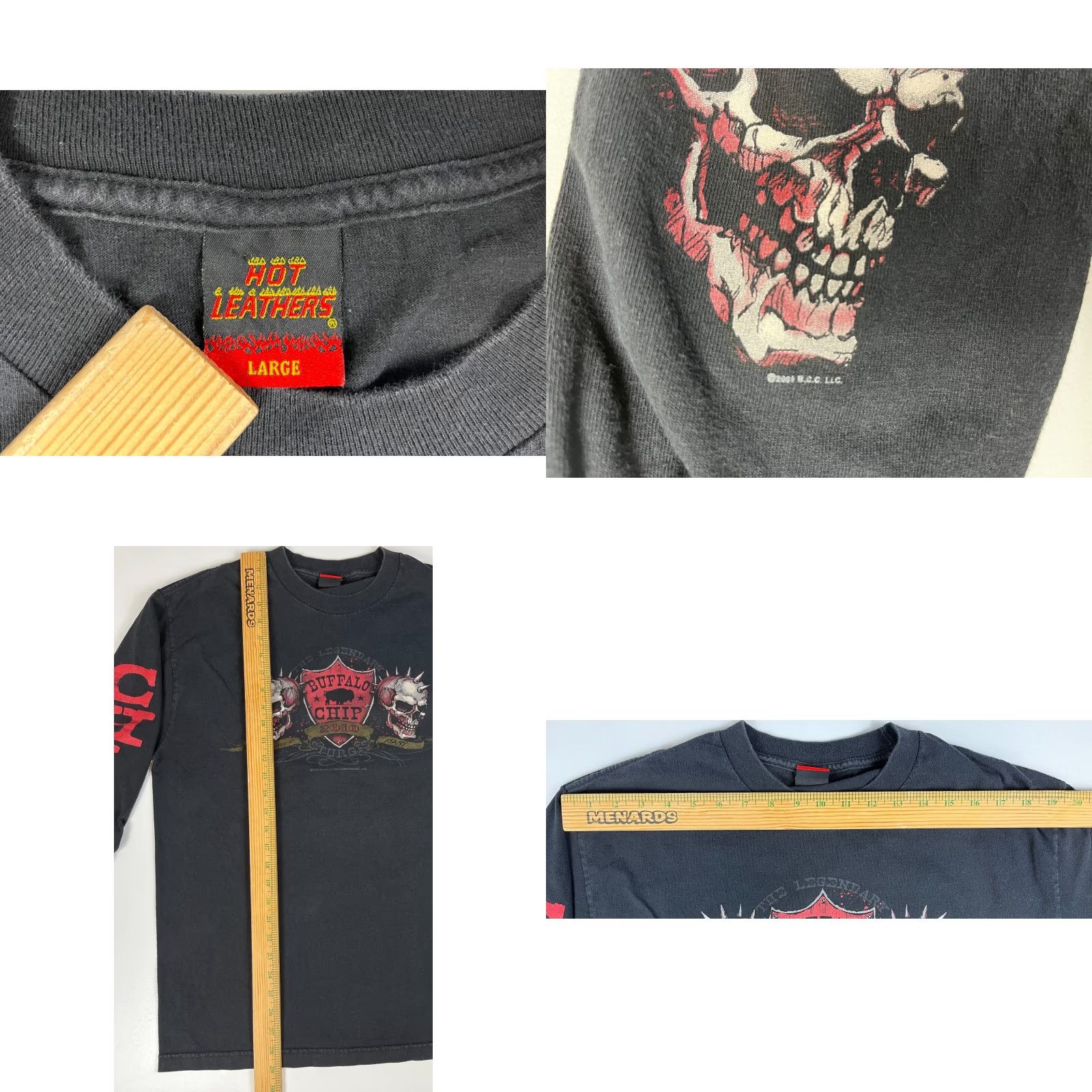 Vintage VINTAGE Hot Leathers Men’s T-Shirt Buffalo Chip The Legendary Sturgis Campground Long Sleeve Sz L Black Crew Neck Biker Double-Sided 2010 Size US L / EU 52-54 / 3 - 8 Thumbnail