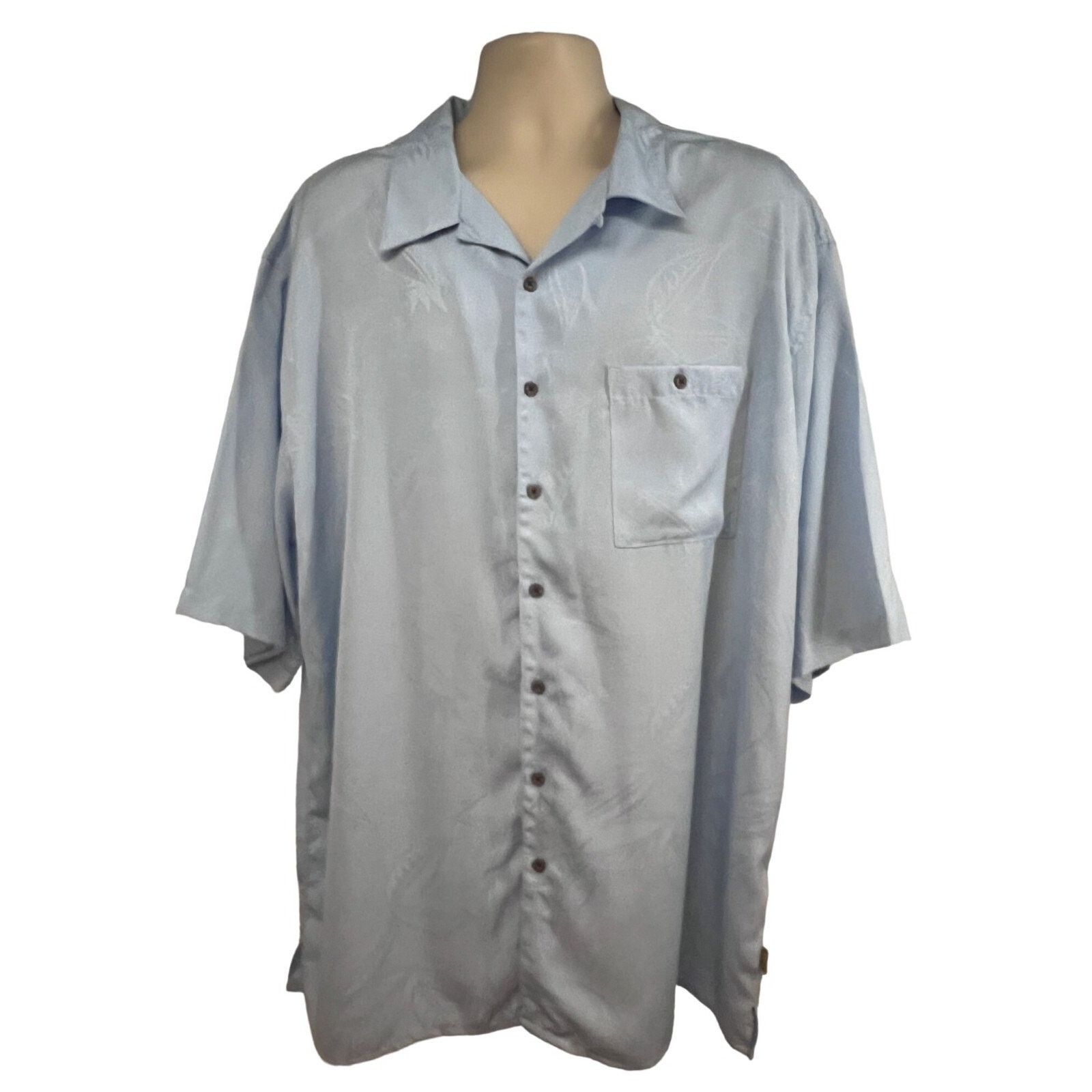 Vintage Blue Suede Hawaiian Floral Button Up Camp Shirt 3XLT Pocket Size US XXL / EU 58 / 5 - 1 Thumbnail