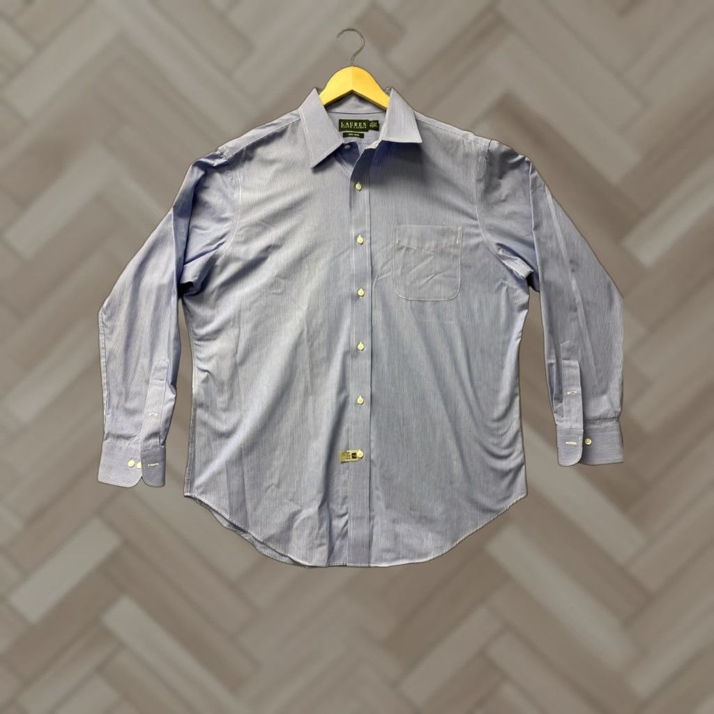 Ralph Lauren Ralph Lauren Button-Up Shirt Mens Long Sleeve Blue Pinstripe 106-49 Size L Adult Regular 100% Cotton Size US L / EU 52-54 / 3 - 1 Thumbnail