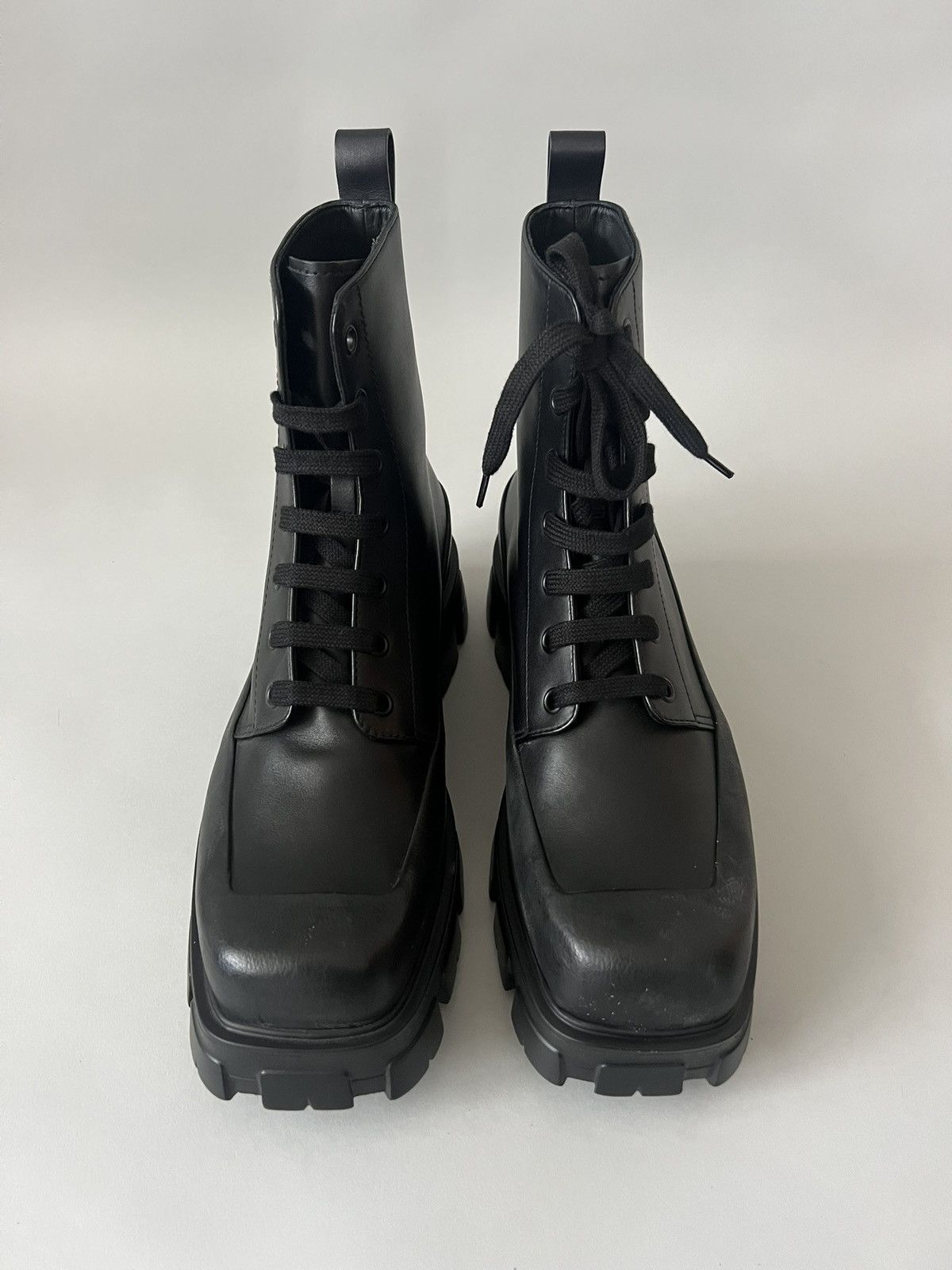 Prada $2.3K VALUE Prada Lace-up Square Toe Boots Size US 11 / EU 44 - 5 Thumbnail