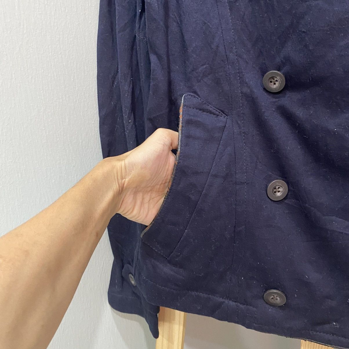 PPFM Navy Double-Breasted Cropped Peacoat Jacket Size US S / EU 44-46 / 1 - 7 Thumbnail
