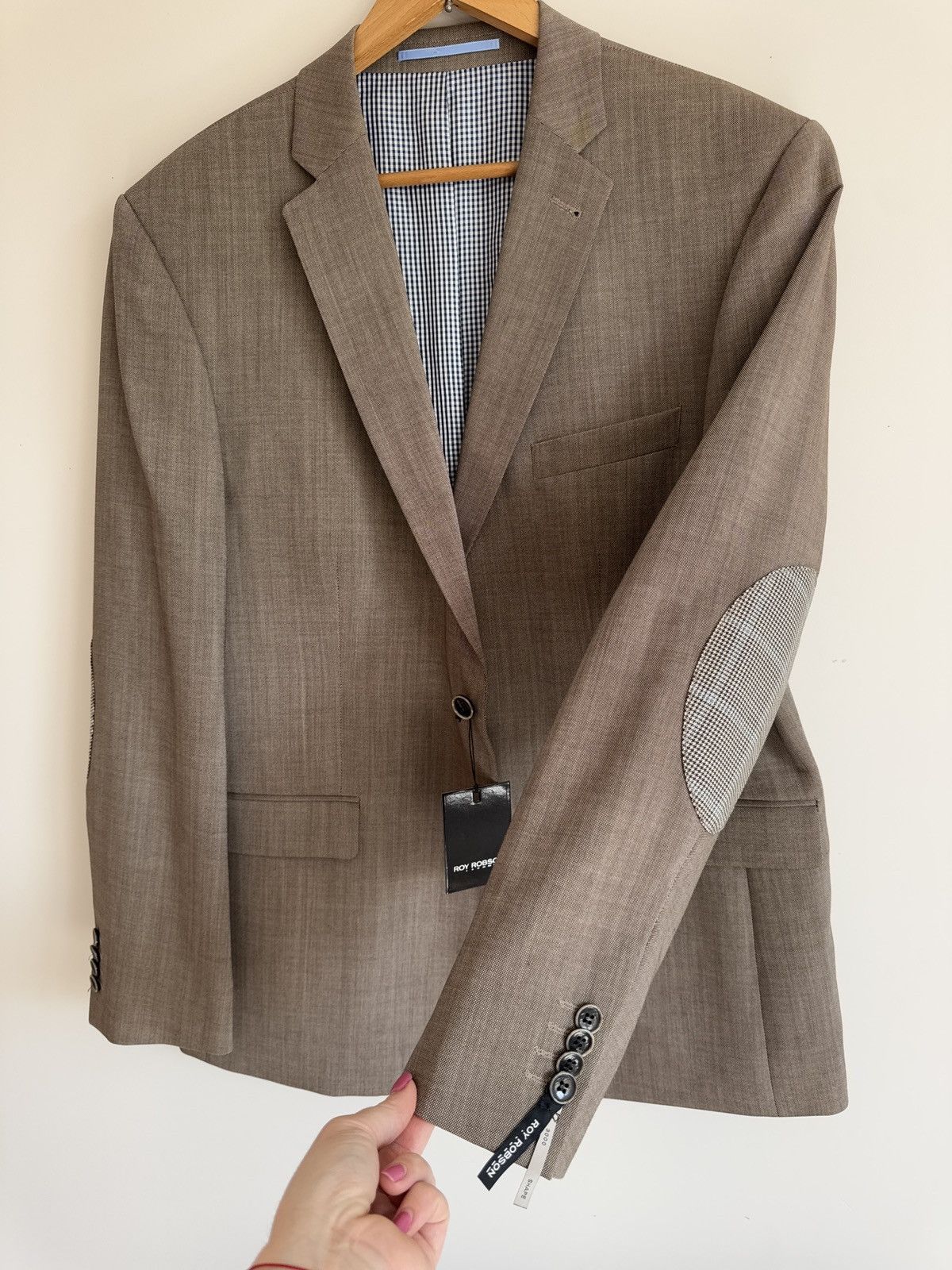 Other Roy Robson Pure Wool Blazer Modern Fit Elbow Patch Detail Size 40R - 2 Thumbnail