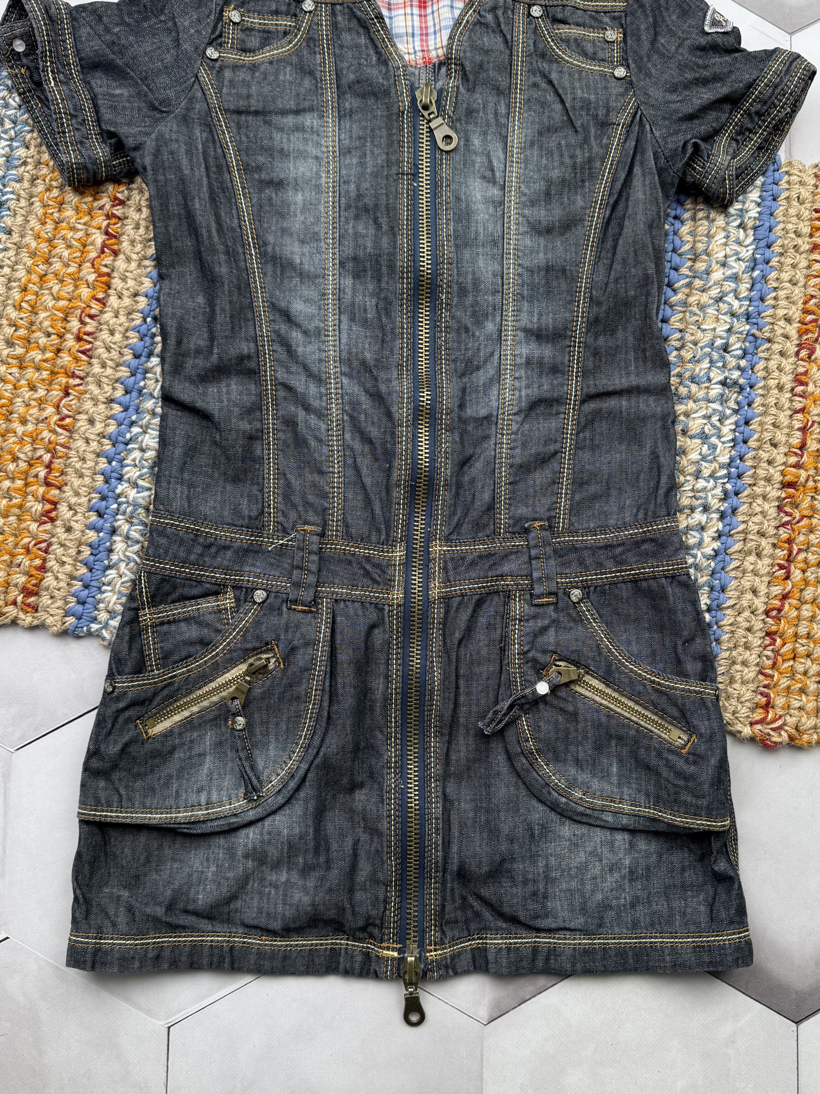Japanese Brand Vintage Denim Dress With Zipper (E4) Size XS / US 0-2 / IT 36-38 - 3 Thumbnail