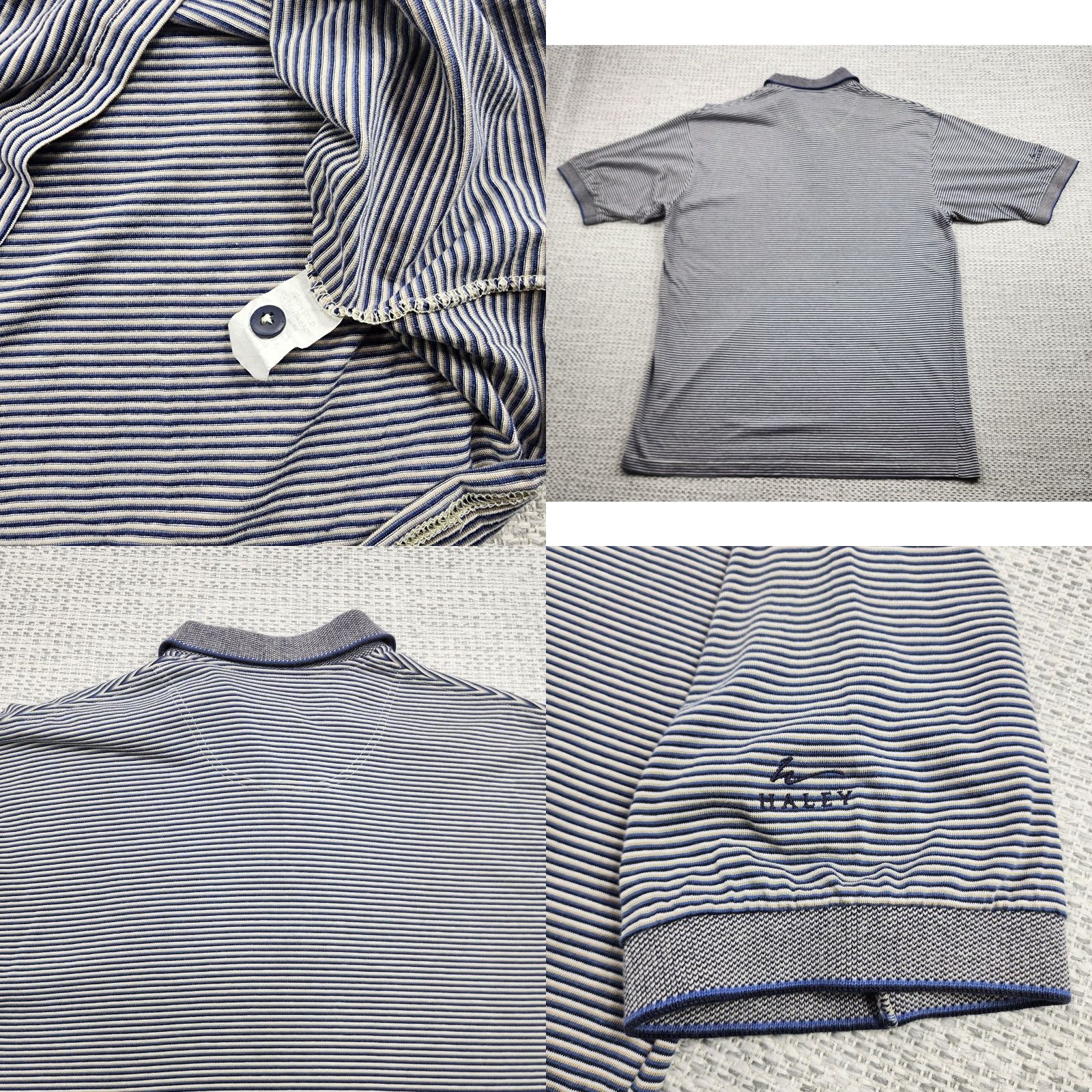 Vintage HALEY Polo Shirt Mens M Blue White Striped Poppy Bay Golf Embroidered USA Polo Shirt Mens Blue White Striped Size US M / EU 48-50 / 2 - 8 Thumbnail