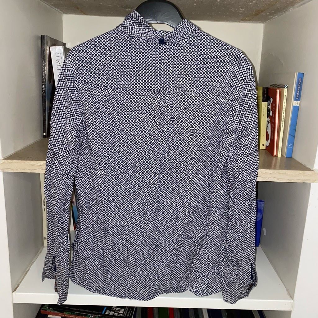 BIANCA CHANDON Bianca Ever & Ever Navy Button Up Blouse, Viscose Shirt, Sz Size M / US 6-8 / IT 42-44 - 5 Thumbnail