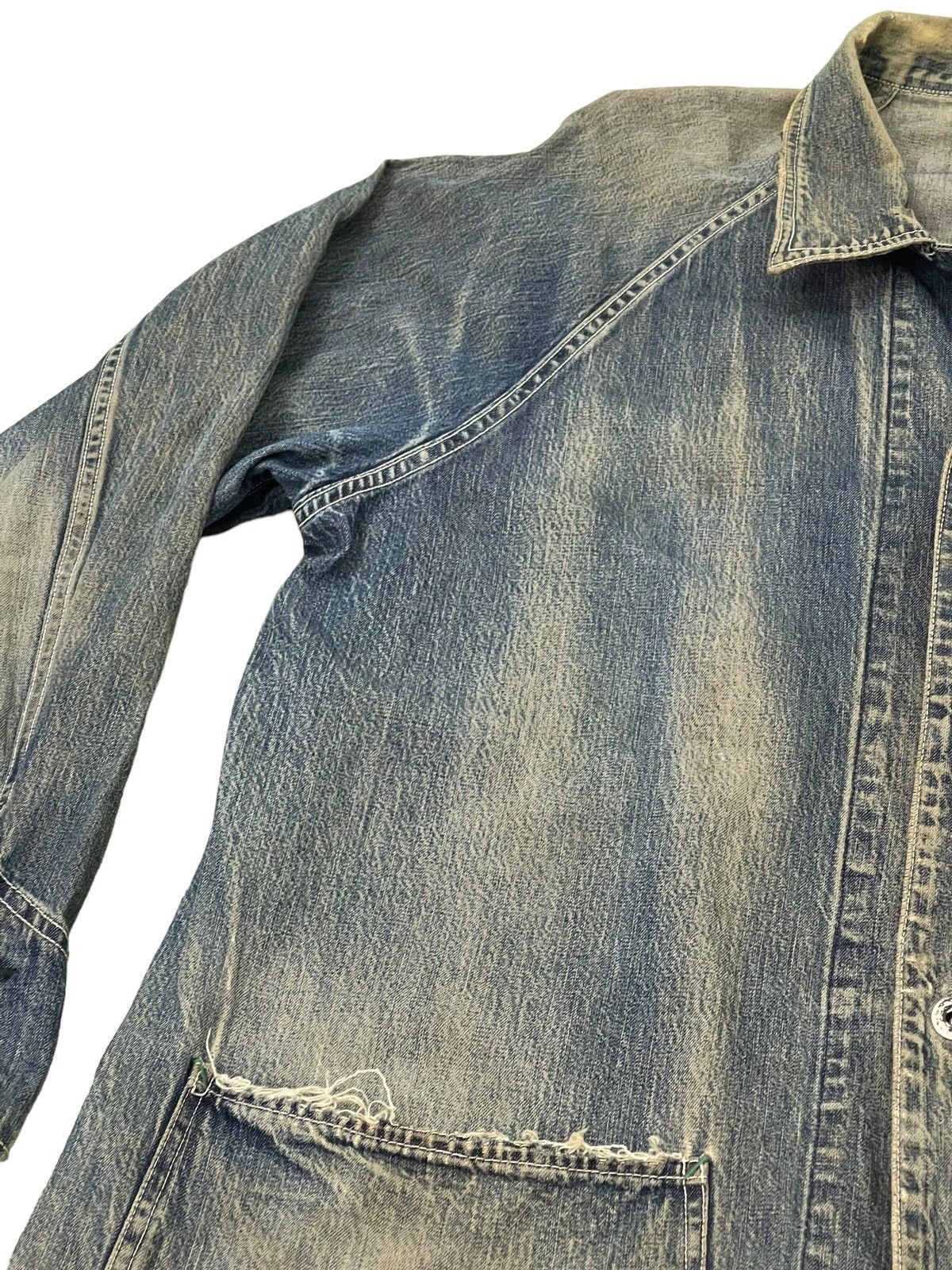Sugar Cane Damaged Faded Sugar Canes Chore Jacket Distress Denim 5🟩8 Size US L / EU 52-54 / 3 - 12 Thumbnail