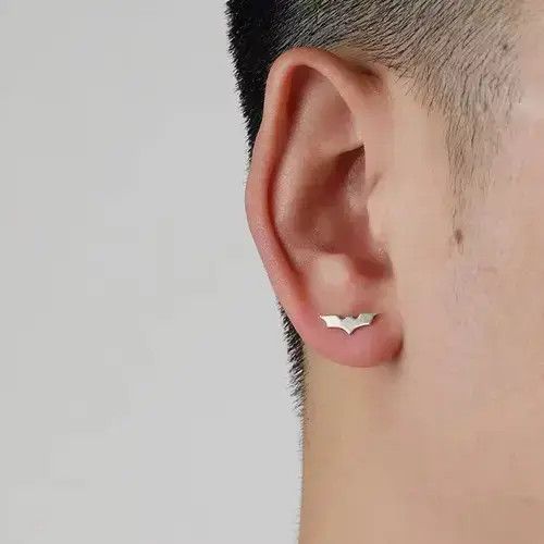 Diamond Earrings x Jewelry 925 Silver Vintage Bat Earrings, Men's