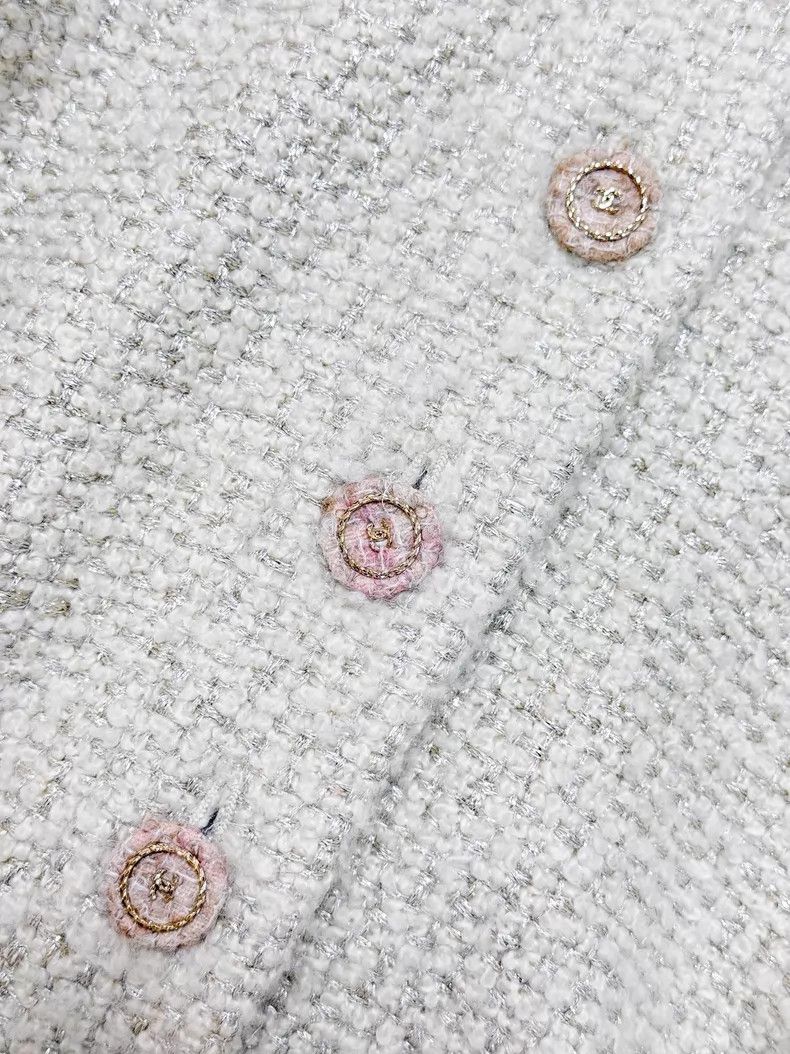 Chanel Chanel Knitted pink rolled-edge lace-up tweed coat Size XXS / US 00 / IT 34 - 4 Thumbnail