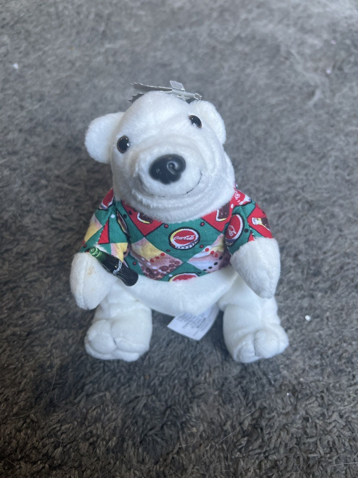 Coca Cola 1997 Coca-Cola Polar Bear In Argyle Shirt Bean Bag Plush Size ONE SIZE - 1 Thumbnail