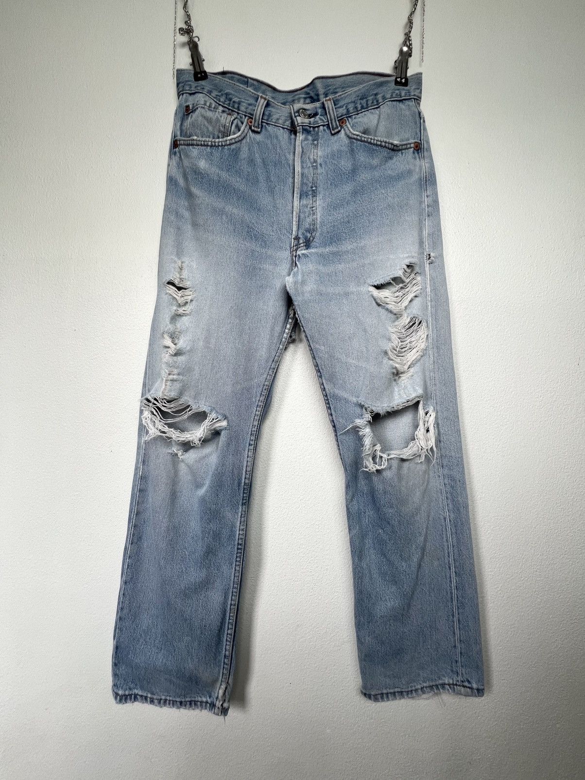 Levi's Thrashed Vintage 90s Levi's 501 Jeans Distressed Grunge Size US 31 - 2 Thumbnail
