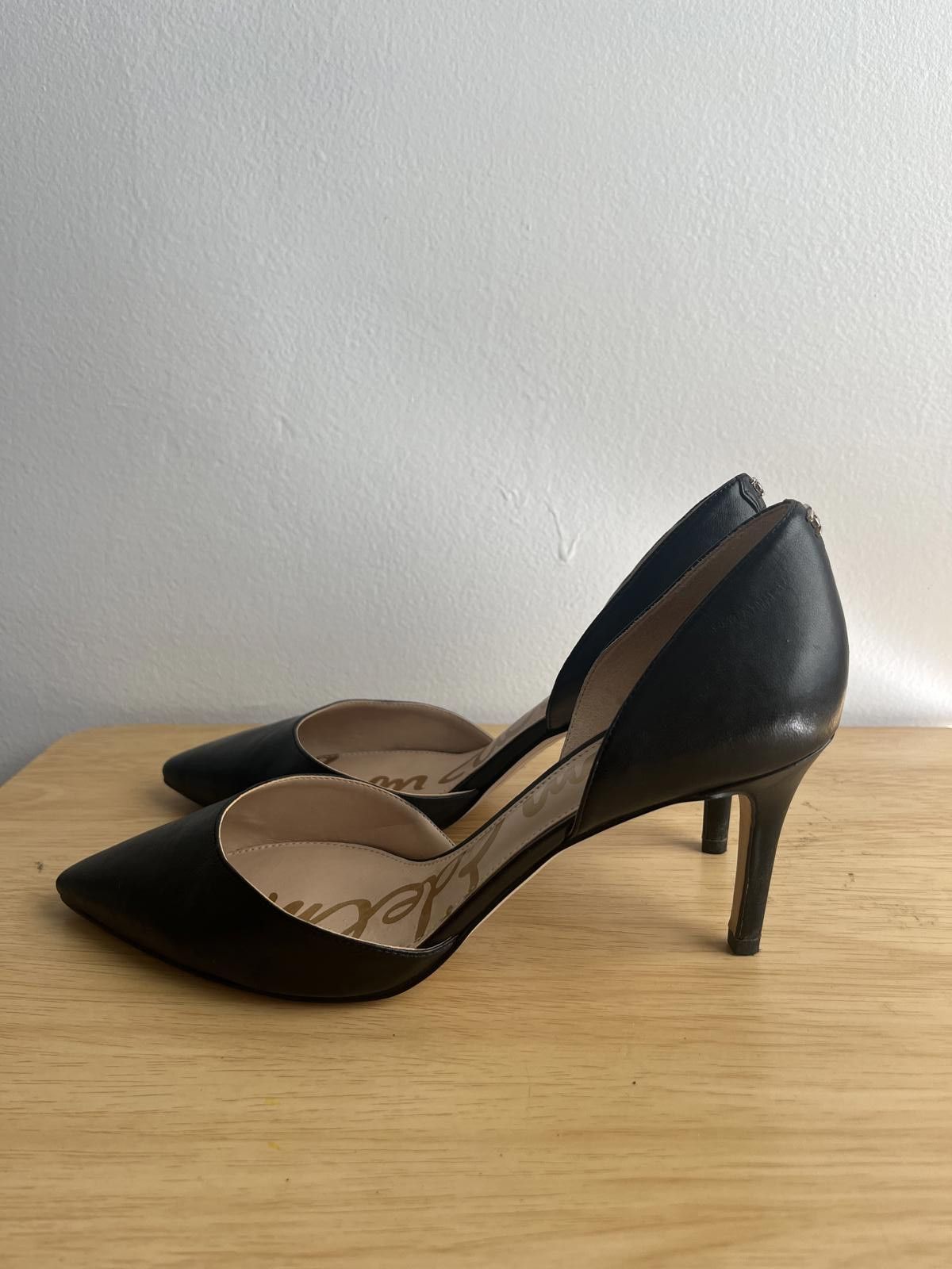Designer Sam Edelman, Black Pointy Toe Heels, Jaina d'Orsay Pumps Size US 8 / IT 38 - 3 Thumbnail