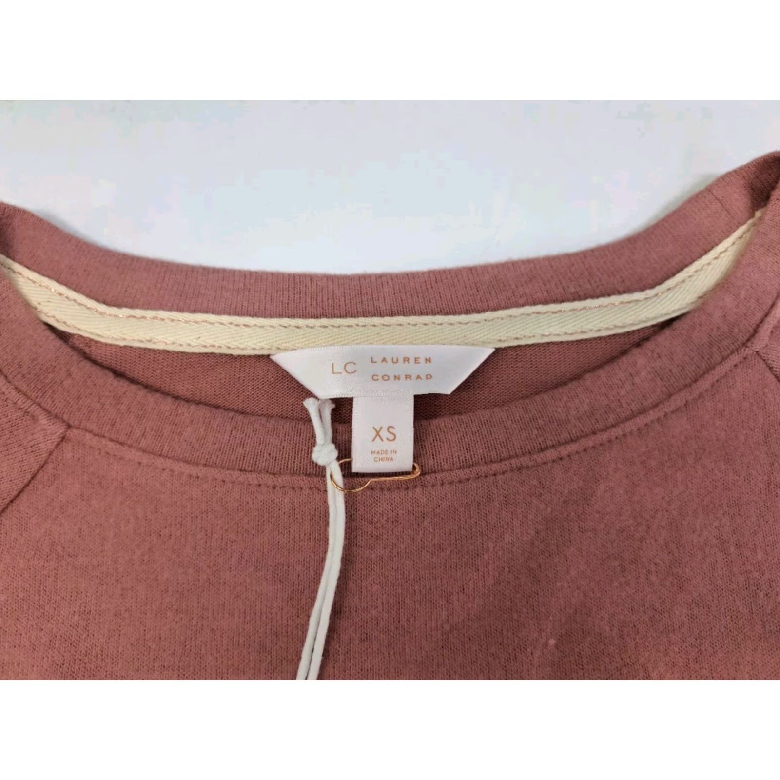 Lauren Conrad NWT Lauren Conrad Sweater Long Sleeve Crew Neck Desert Mauve XS Womens Pullover Knit Open-Knit Lightweight Casual Business Travel Fall Spring Winter Size XS / US 0-2 / IT 36-38 - 2 Thumbnail