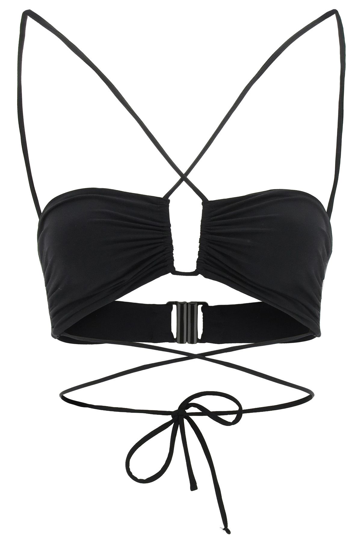 image of Magda Butrym Crisscross Bandeau Bikini Top in Black, Women's (Size Medium)