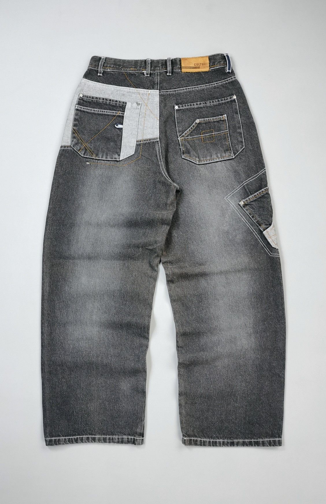Baggy Culture Japan Ramie Fabric Patchwork Denim Jeans