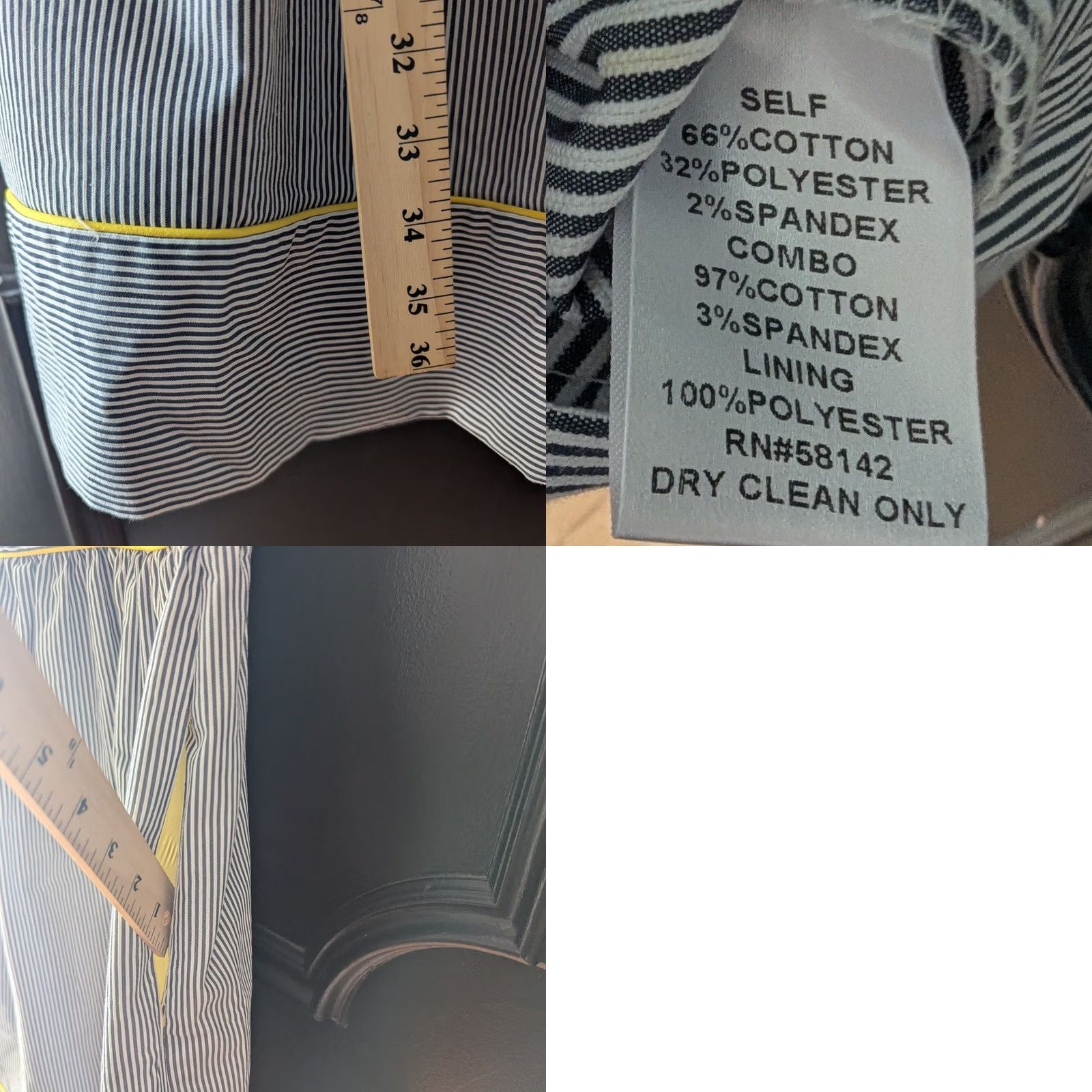 Vintage London Times Striped Dress Women 10 Midi Sleeveless Navy White Yellow Piping Buckle Fit & Flare Sundress Size L / US 10 / IT 46 - 8 Thumbnail
