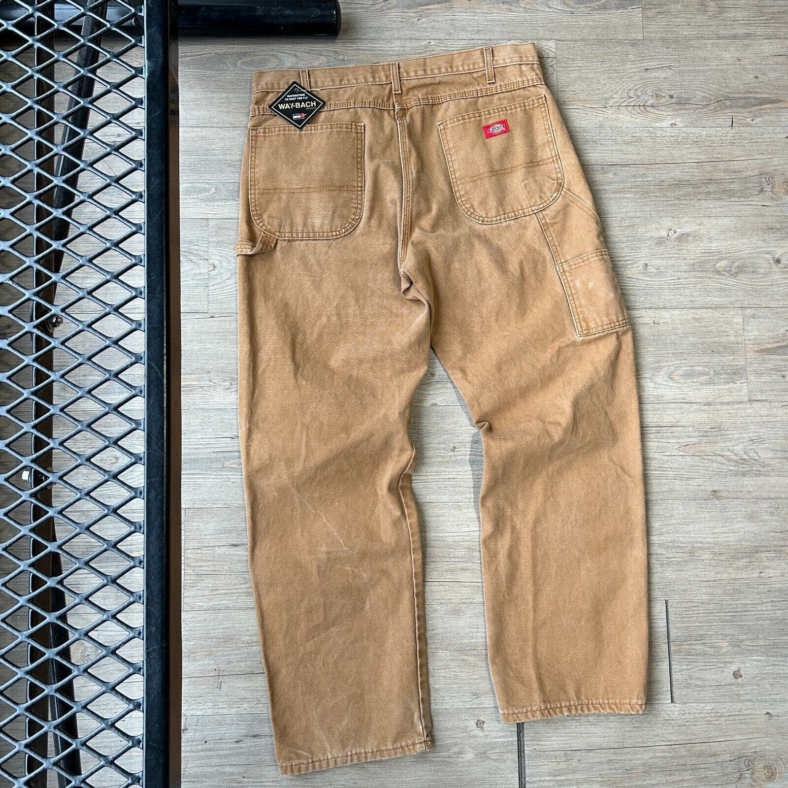 VINTAGE 90s DICKIES Red Patch Faded Tan Workwear Pants