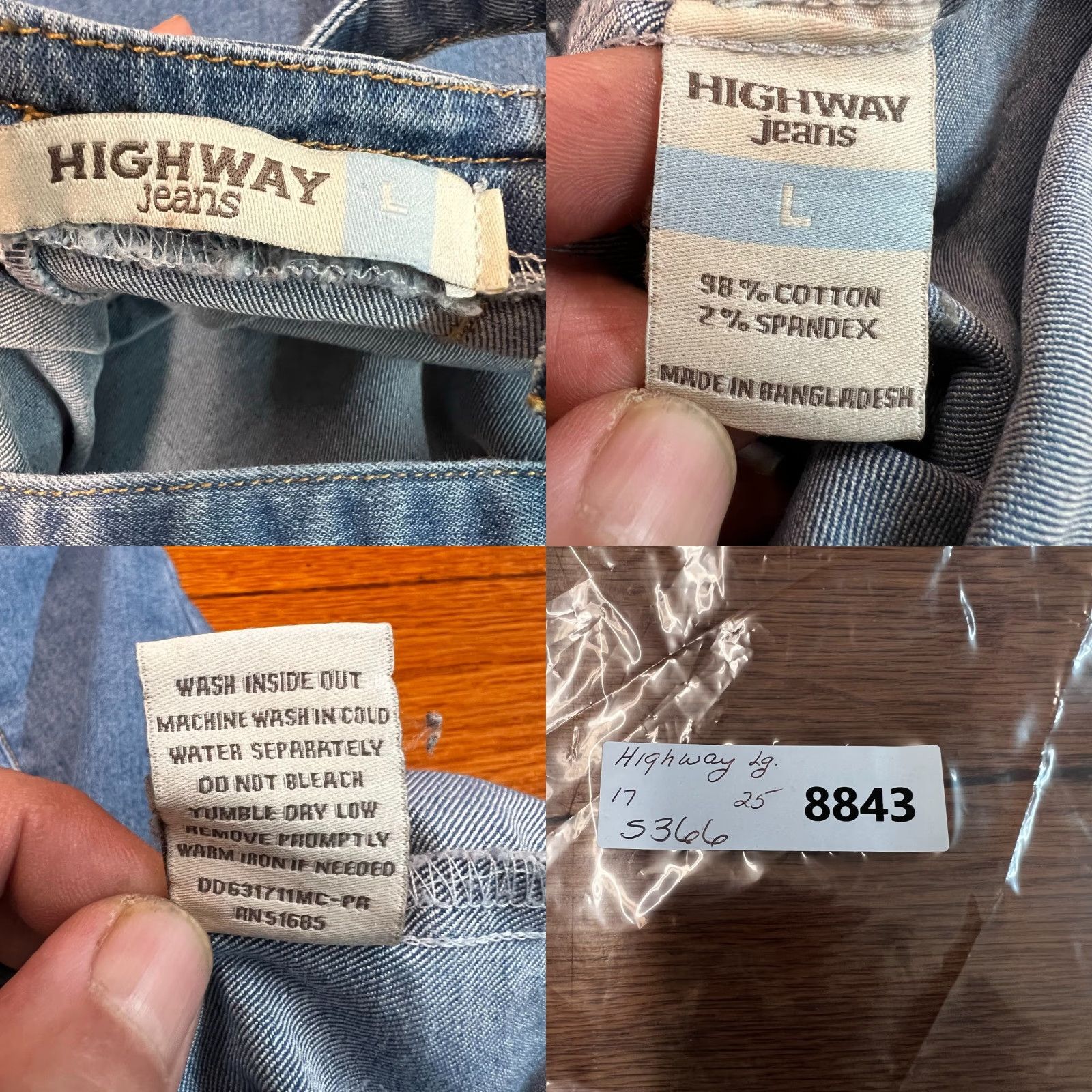Denime VINTAGE Highway Jeans Denim Strapless Mini Dress Womens Size L Blue Cross Back Strap 90s Hippie Dress Womens Size 36" / US 14 / IT 50 - 8 Thumbnail