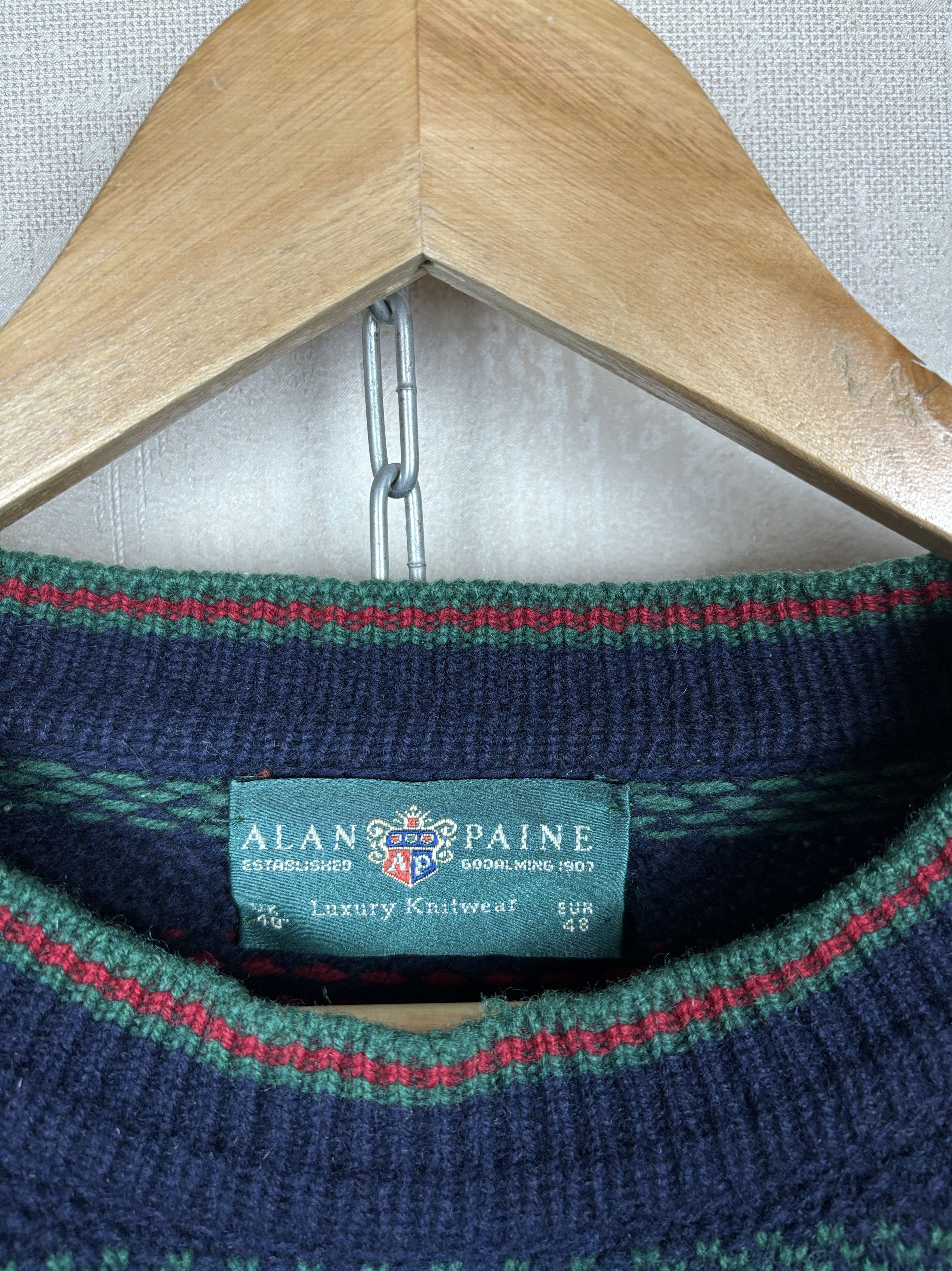 Alan Paine × Vintage Alan Paine Wool Crew Sweater Striped Size UK 40" EU 48 Size US L / EU 52-54 / 3 - 5 Thumbnail
