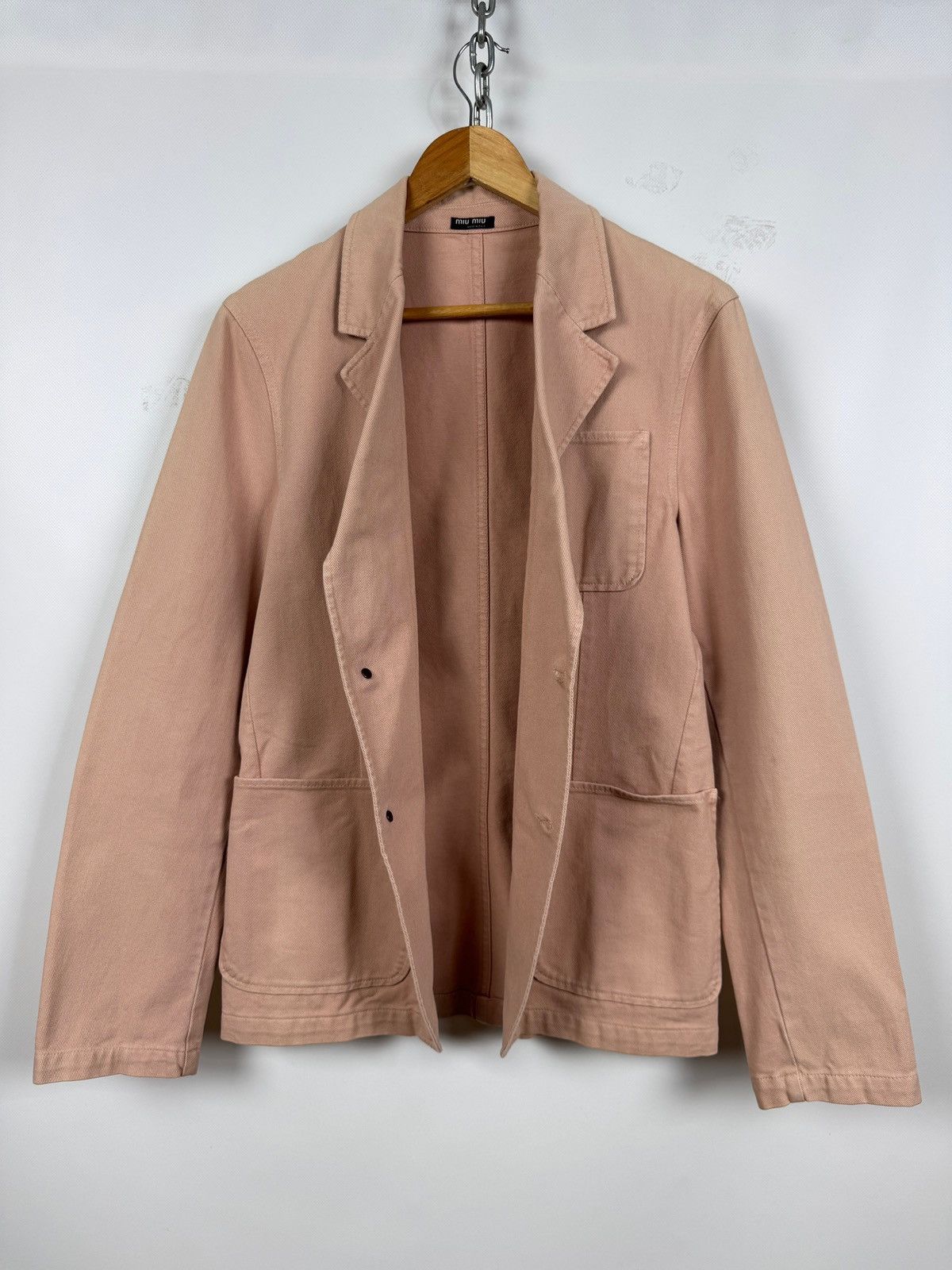 Miu Miu 00s Vintage Miu Miu by Prada Denim T.C. Pink Blazer Jacket Size US M / EU 48-50 / 2 - 2 Thumbnail