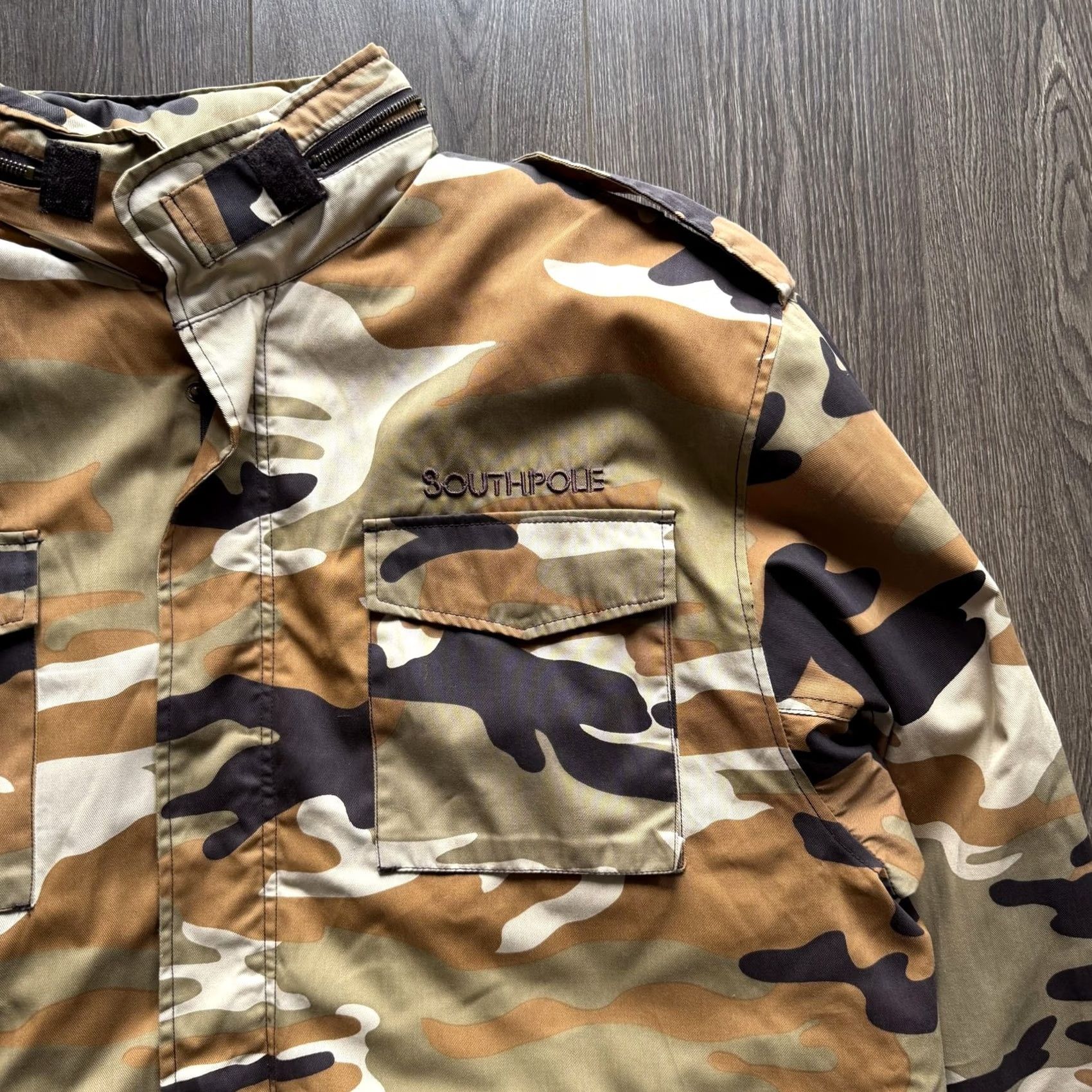 Southpole VINTAGE Southpole Parka Coat Mens XL Brown Canvas Quilted Lined Outdoor Army Camouflage Padded Zip Size US XL / EU 56 / 4 - 4 Thumbnail