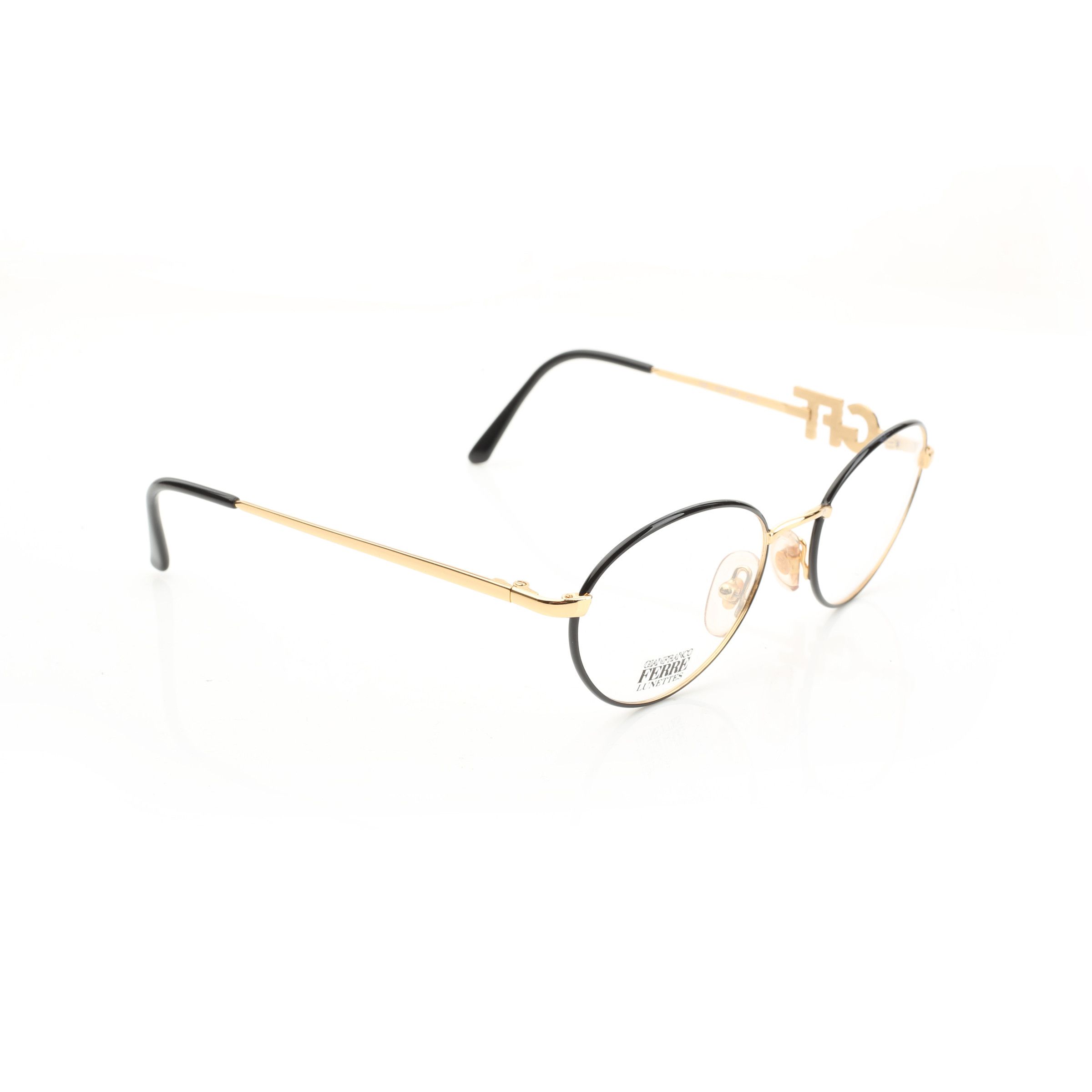 image of Archival Clothing x Gianfranco Ferre '90S Crystal Signature Gold Oval Glasses, Men's