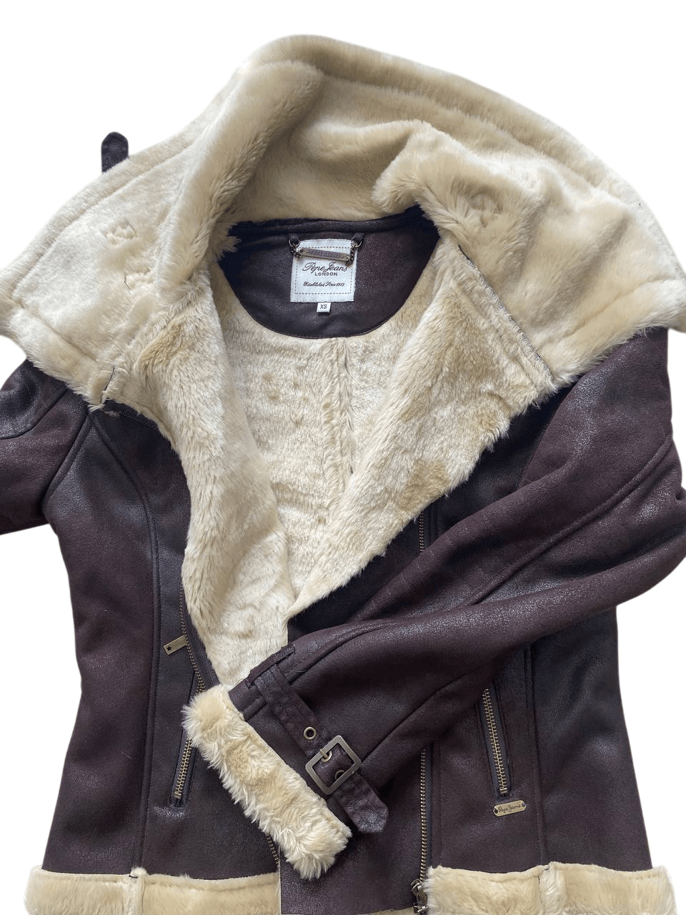 Pepe Jeans Ludovica Faux Shearling Aviator Jacket XS