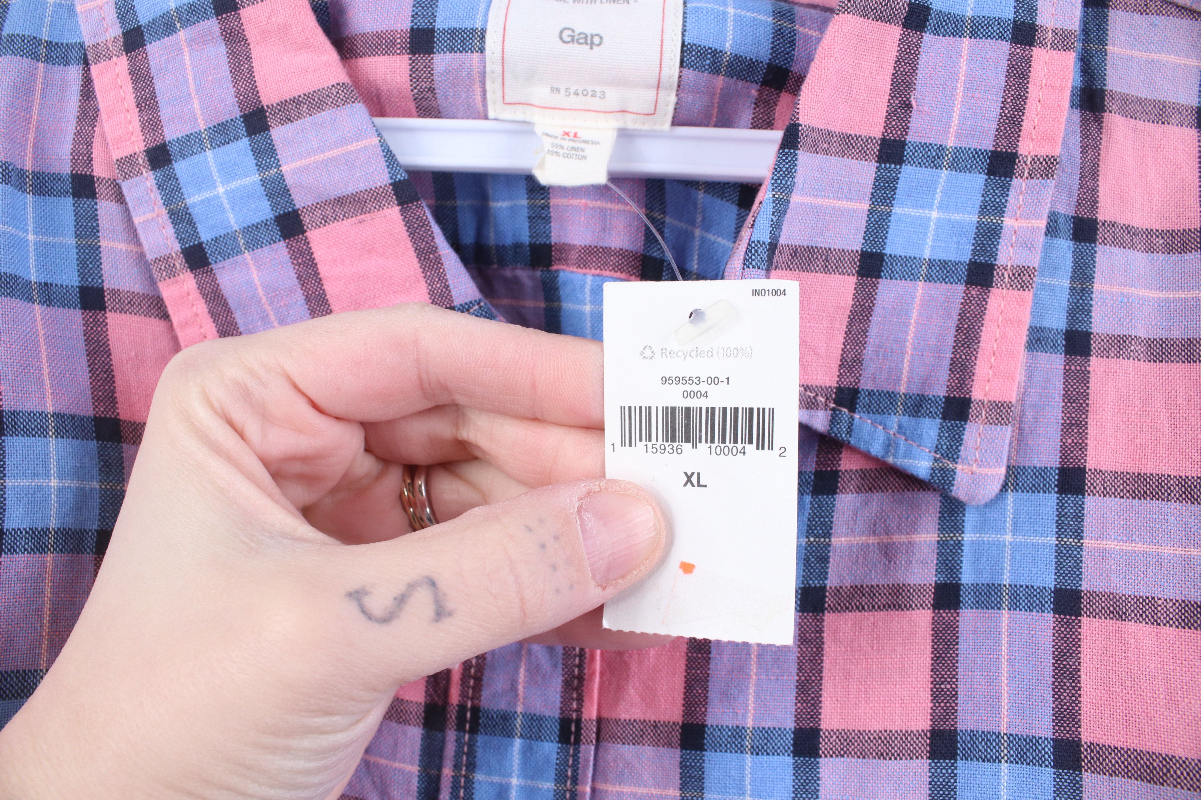 Gap Deadstock Vintage Y2K Gap Collared Button Shirt Pink Plaid Size US XL / EU 56 / 4 - 7 Thumbnail
