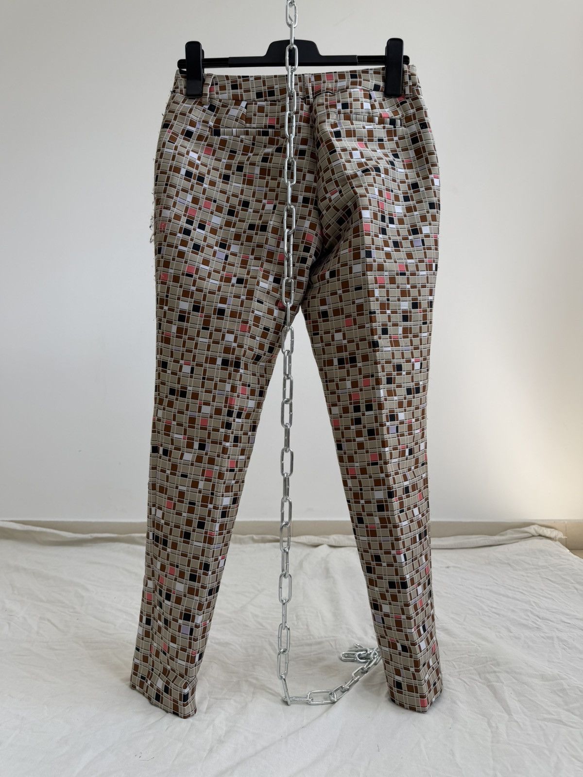 Fendi FENDI Italy Women's Geometric Pixel Grid Trousers Pants Silk Size 26" / US 2 / IT 38 - 5 Thumbnail