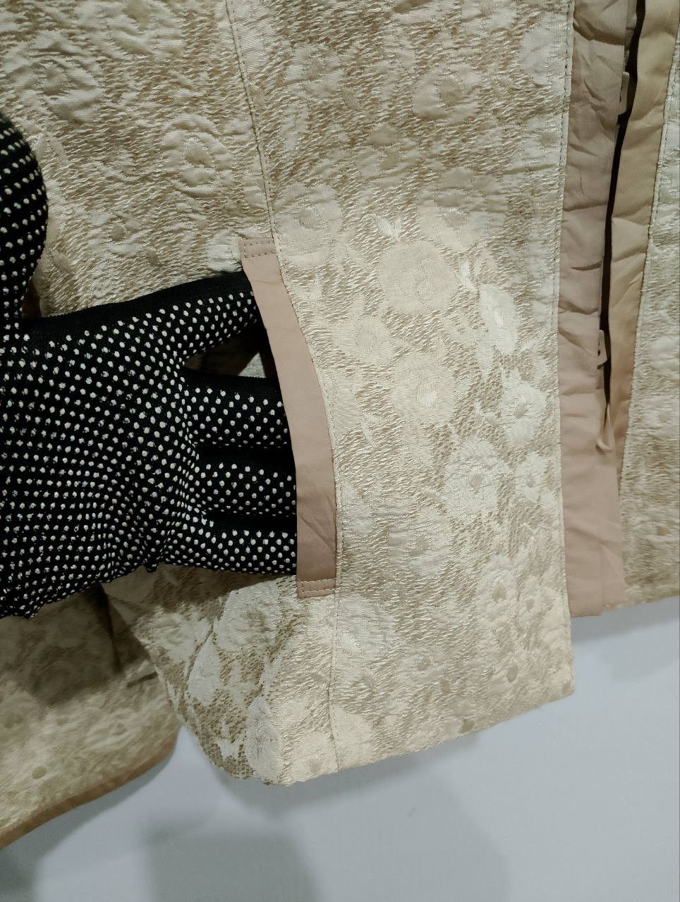 If Six Was Nine HIROKO KOSHINO Silk Knitted Tan Jacquard Floral Jacket Size M / US 6-8 / IT 42-44 - 7 Thumbnail
