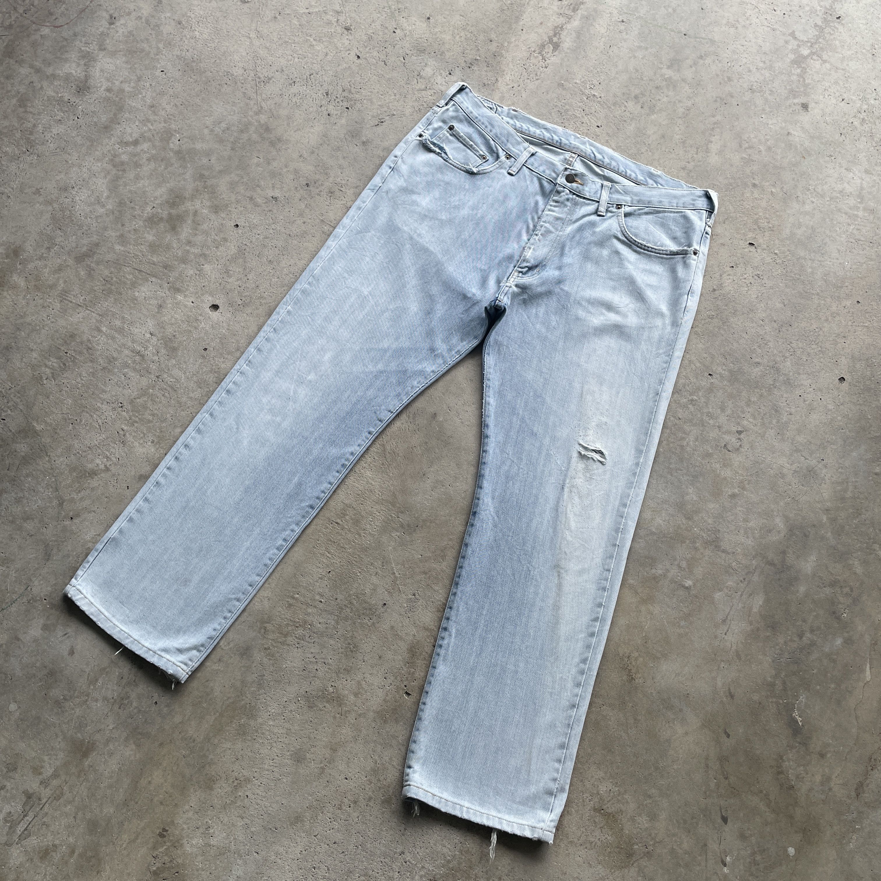 Edwin × Japanese Brand VINTAGE EDWIN DISTRESSED WASH JEANS FADED DENIM PANTS W39 Size US 39 - 1 Thumbnail