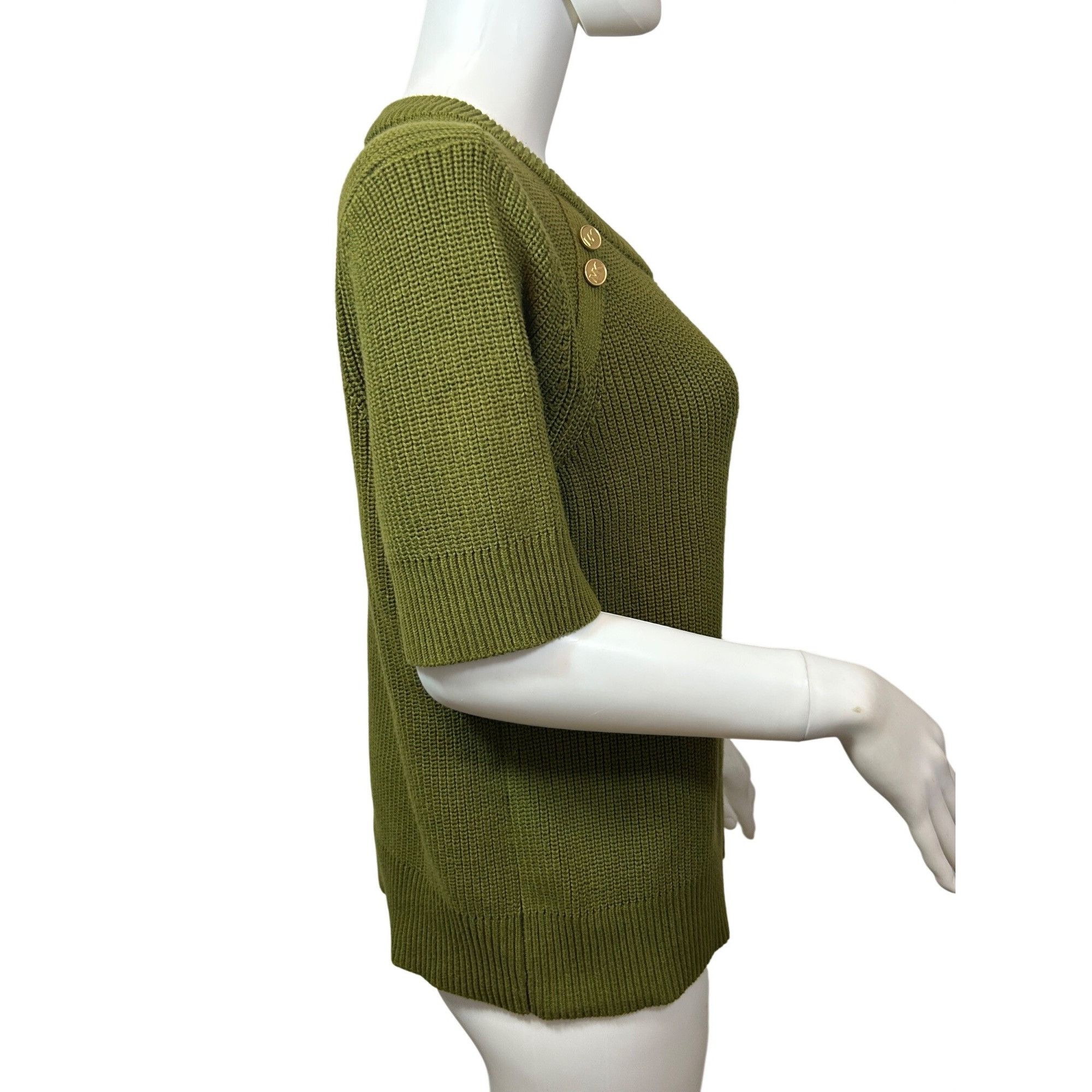 Michael Kors Michael Kors Green Sweater L Short Sleeve Crewneck Ribbed Go Size L / US 10 / IT 46 - 12 Thumbnail