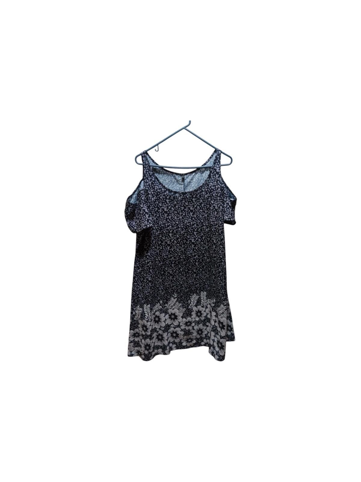 Unknown London Women’s Black Floral Cold Shoulder Tunic Top Size Large Size L / US 10 / IT 46 - 1 Thumbnail
