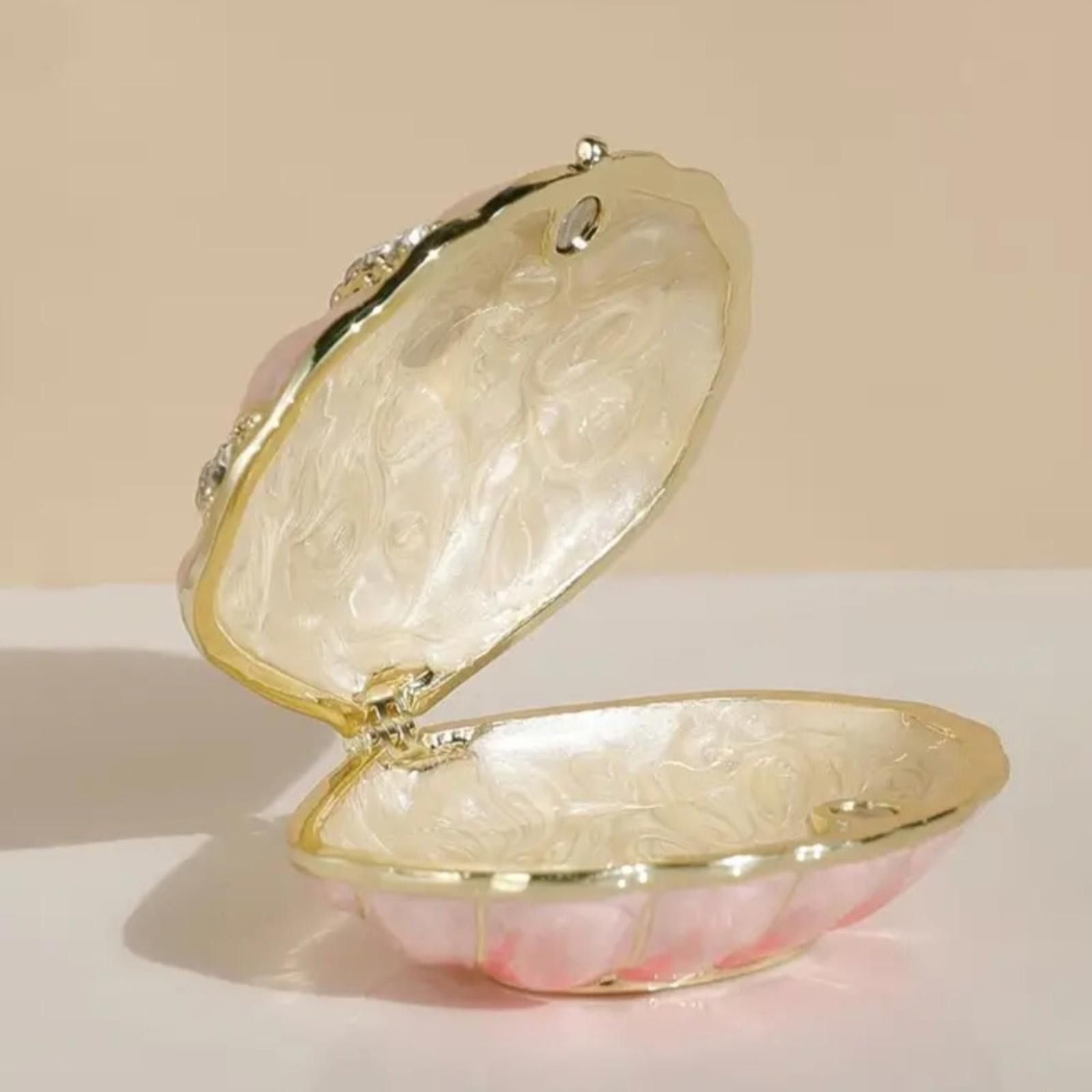 Designer Elegant Pink and Gold Shell Jewelry Box Size ONE SIZE - 2 Thumbnail