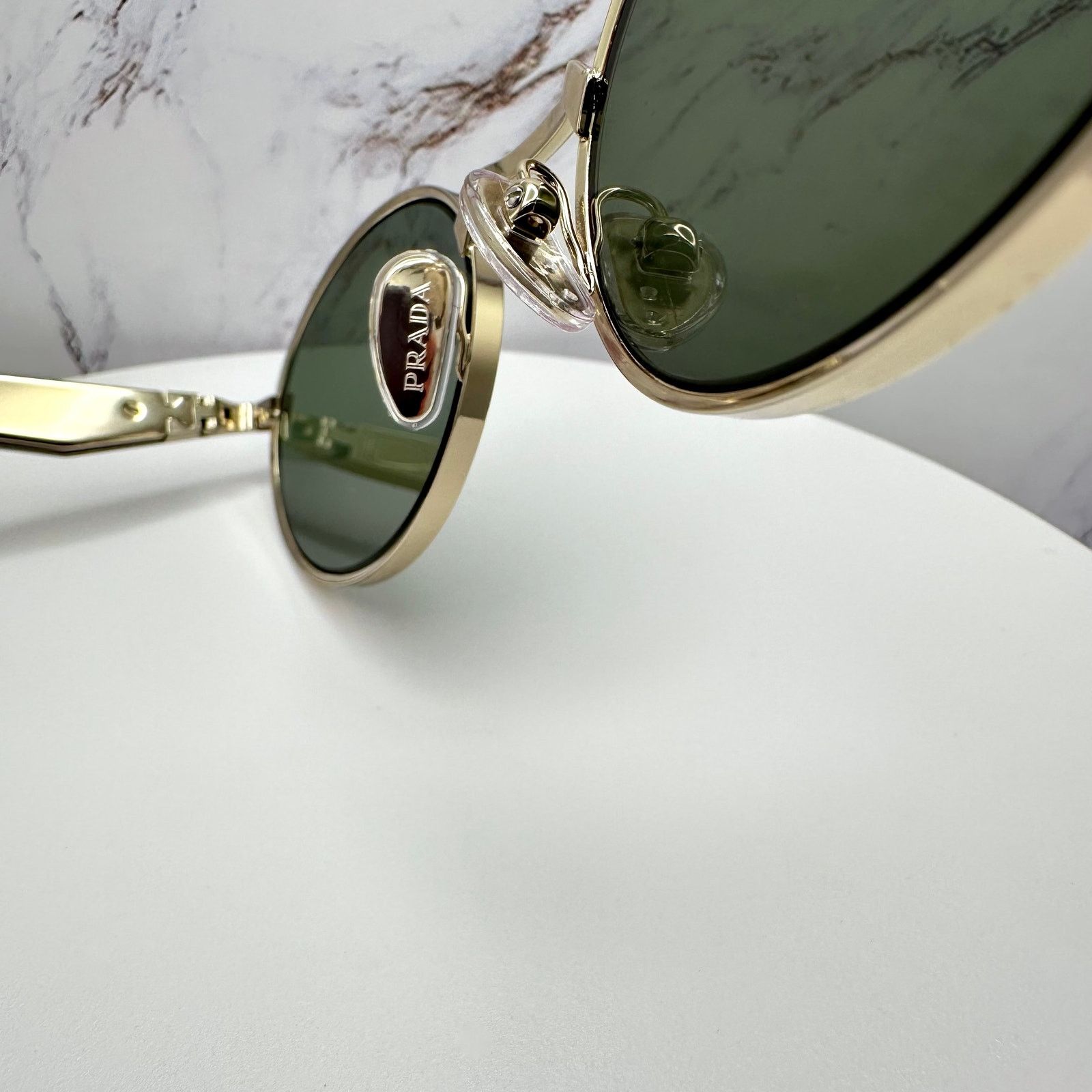 Prada NEW PRADA Sunglasses Gold Metal Oval Round PR65ZS Green Lens Size ONE SIZE - 10 Thumbnail