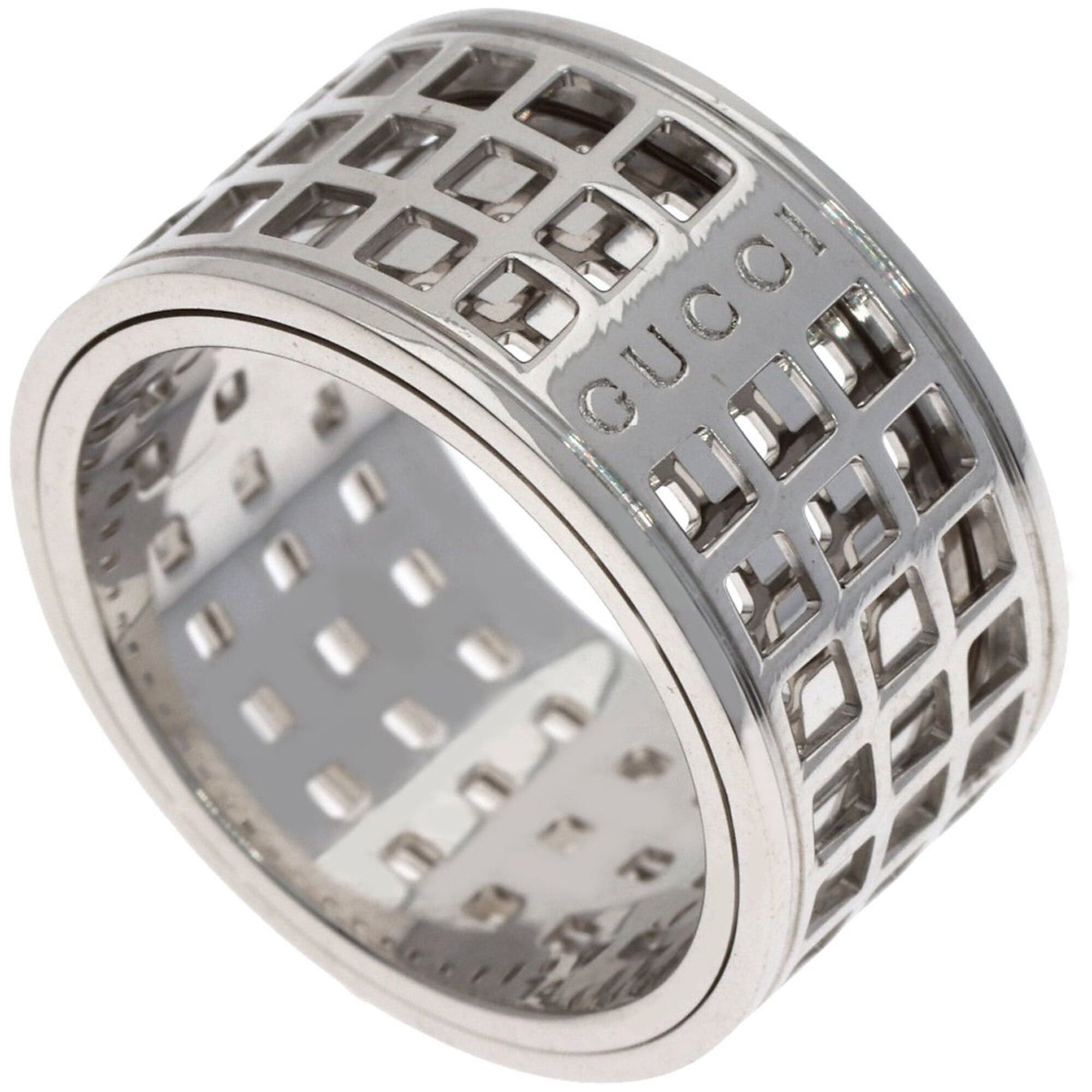 Gucci Gucci Scroll Wide #14 Ring, 18K White Gold, Women's. Size ONE SIZE - 1 Thumbnail