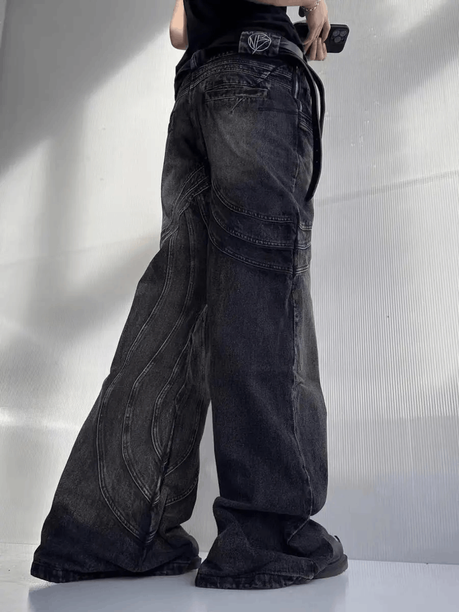 Japanese Brand × Jean Heavyweight Wave Ripple Aged Washed Micro Flare Jeans Size US 32 / EU 48 - 3 Thumbnail