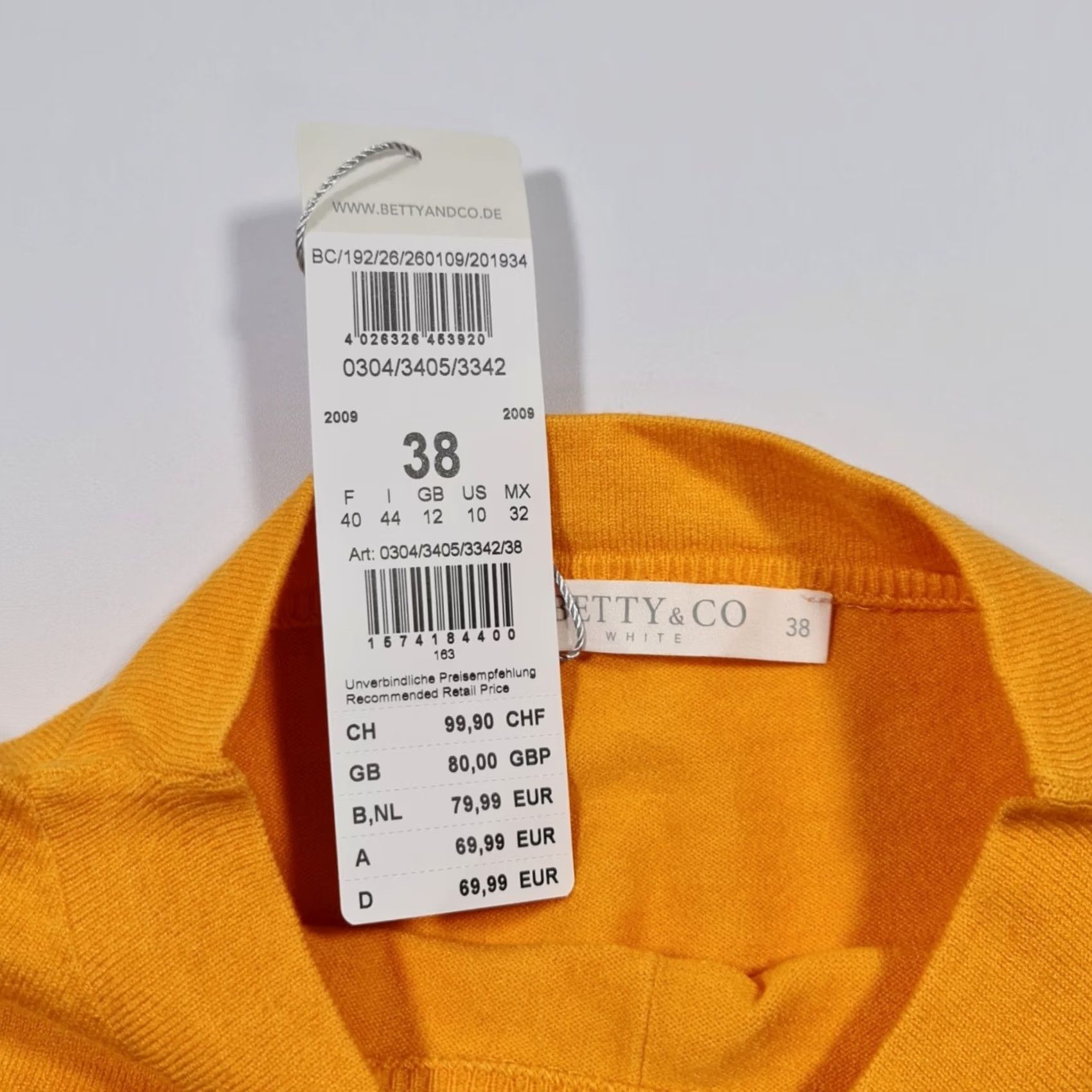 CO Betty & Co Womens Jumper Yellow 12 UK Long Sleeve Mock Neck Knit Pullover Top Size XL / US 12-14 / IT 48-50 - 3 Thumbnail